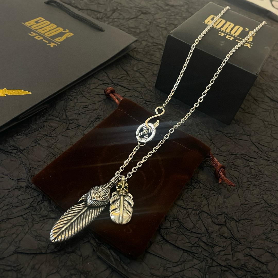Goro's 新品上架Goro’s高桥吾郎骷髅头羽毛吊坠 高桥 项链 认准独家拍摄 主攻高端市场