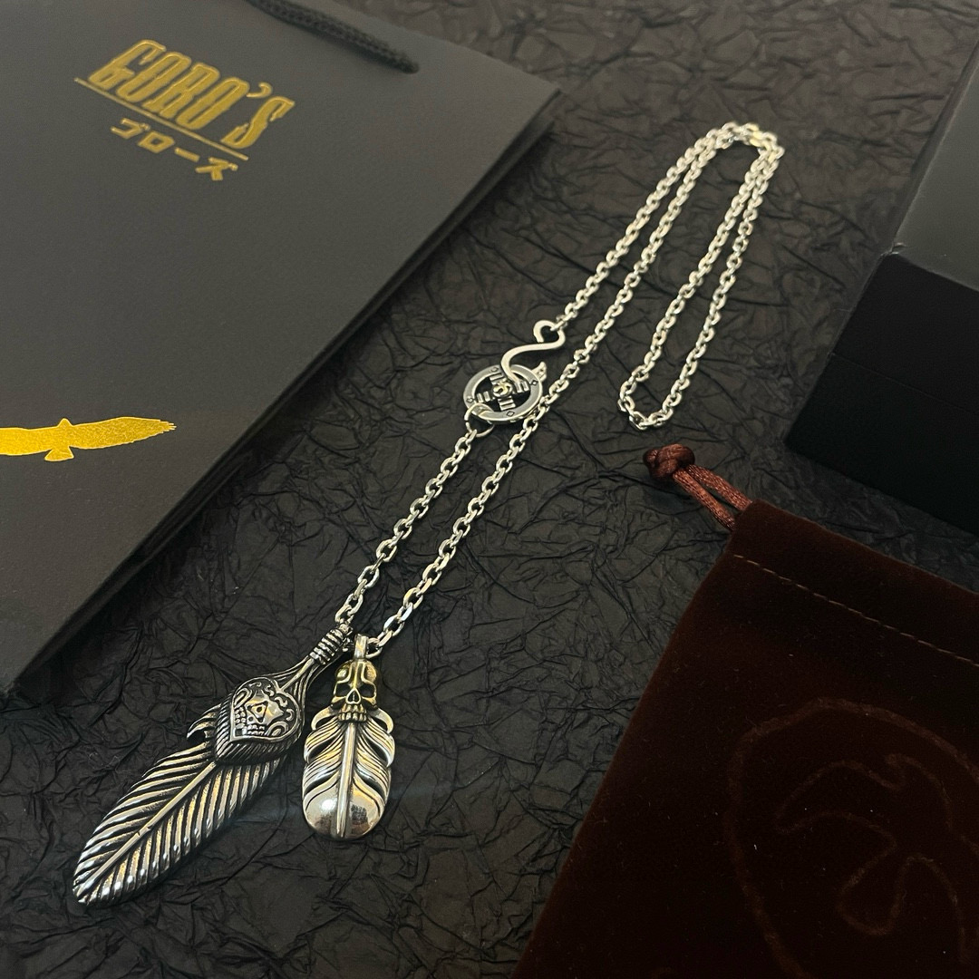 Goro's 新品上架Goro’s高桥吾郎骷髅头羽毛吊坠 高桥 项链 认准独家拍摄 主攻高端市场