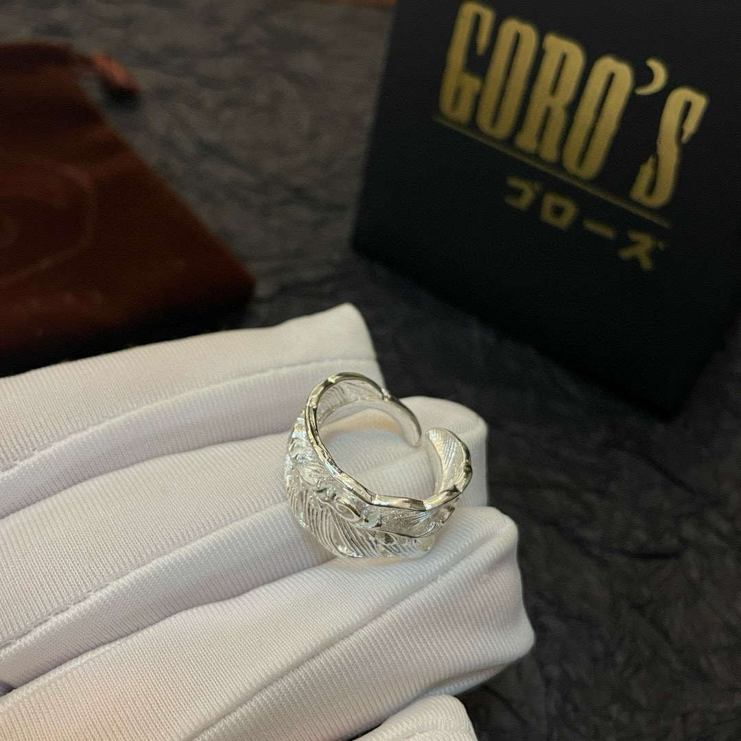 Goro's 新品上架Goro’s高桥吾郎 全素银羽毛开口戒指