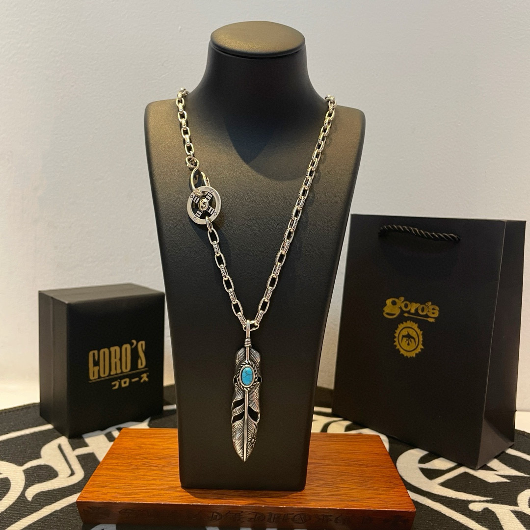 NO:704866,[New products on the shelves] Goro’s Goro Takahashi’s vintage turquoise feather pendant, Takahashi’s classic letter necklace, the top version, look for exclusive shooting, focus on the high-end market, absolutely different from the ordinary version!  The product details in the pictures are consistent with ZP!  Original production process, exquisite quality, purely handmade ~ Authentic mold opening, trendy and fashionable must-have, can be worn by both men and women, the same style for couples, rock punk Thai silver style, retro elements, trendy and versatile, the same style as the official website, boutique jewelry, necklace19860909【新品上架】Goro’s高桥吾郎复古松石羽毛吊坠 高桥经典字母项链 顶级版本 认准独家拍摄 主攻高端市场 绝对区别普通版本！图片产品细节与ZP一致！原版制作工艺 精工品质 纯手工打造 ～正品开模潮流时尚必备 男女均可佩戴 情侣款同款 摇滚朋克泰银风格 复古元素 潮流百搭 官网同款,饰品精品,necklace,Jewelry