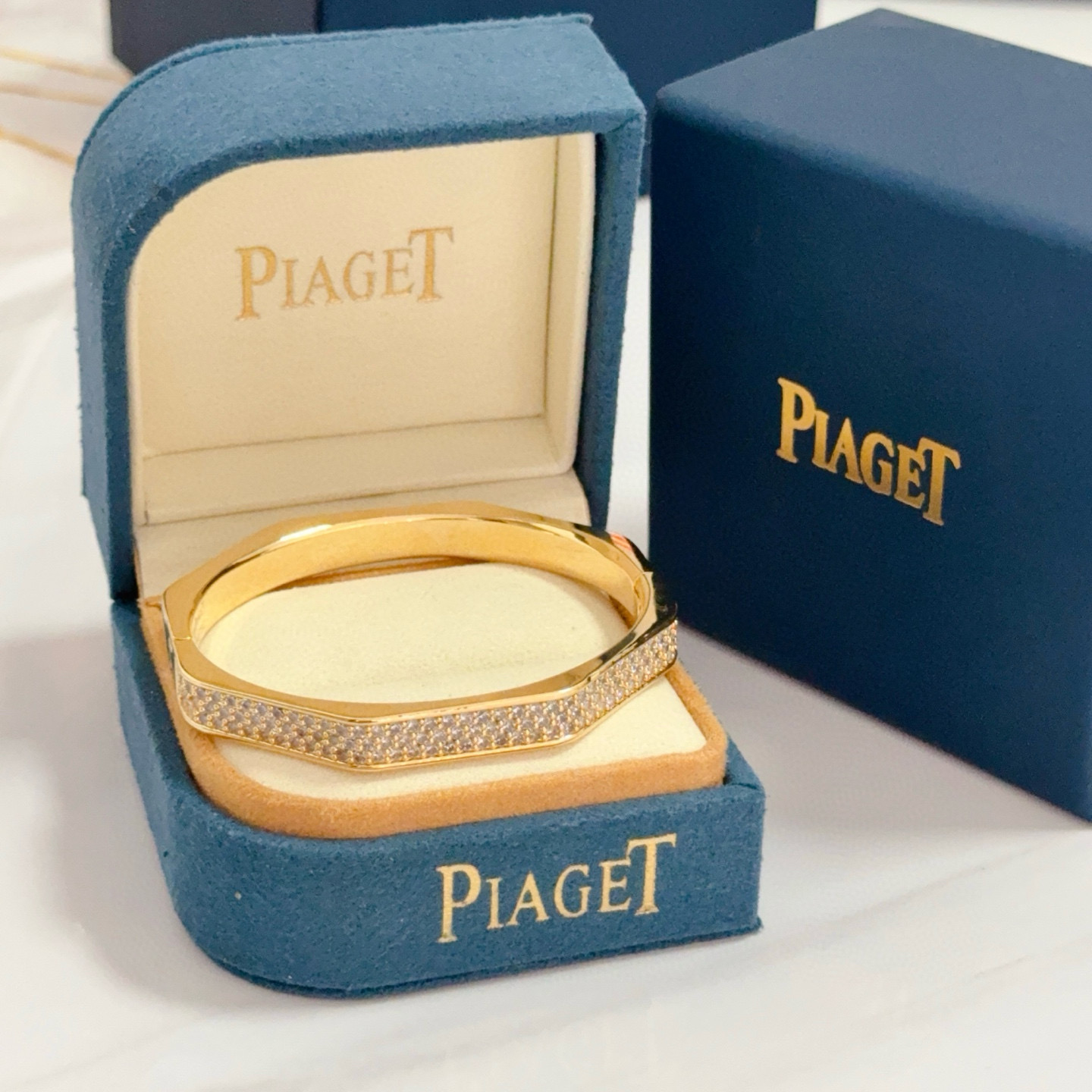 Piaget Polo bracelet 18k yellow gold with pave set clear diamonds 17cm