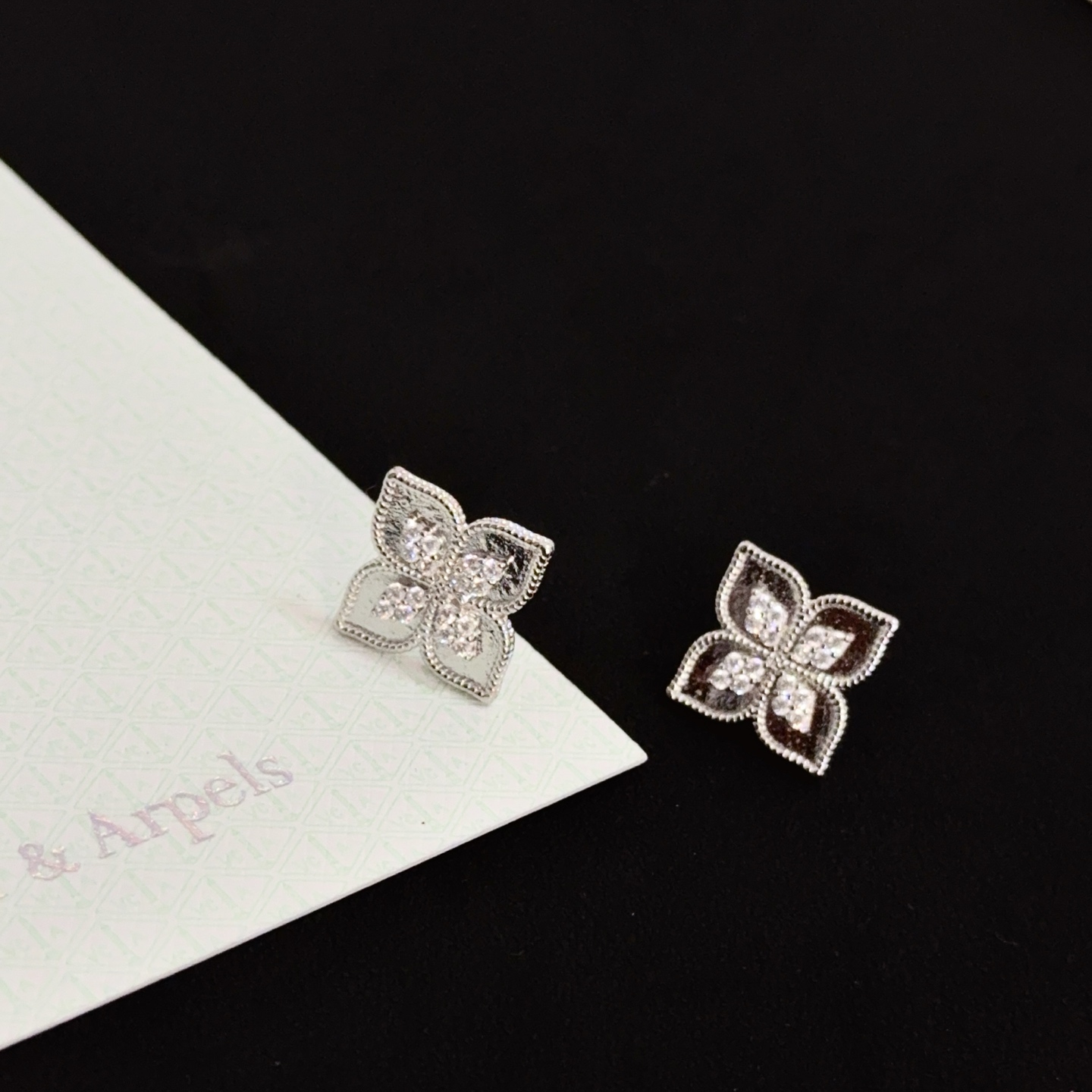 Van Cleef Arpels Alhambra earrings white gold diamond 10mm