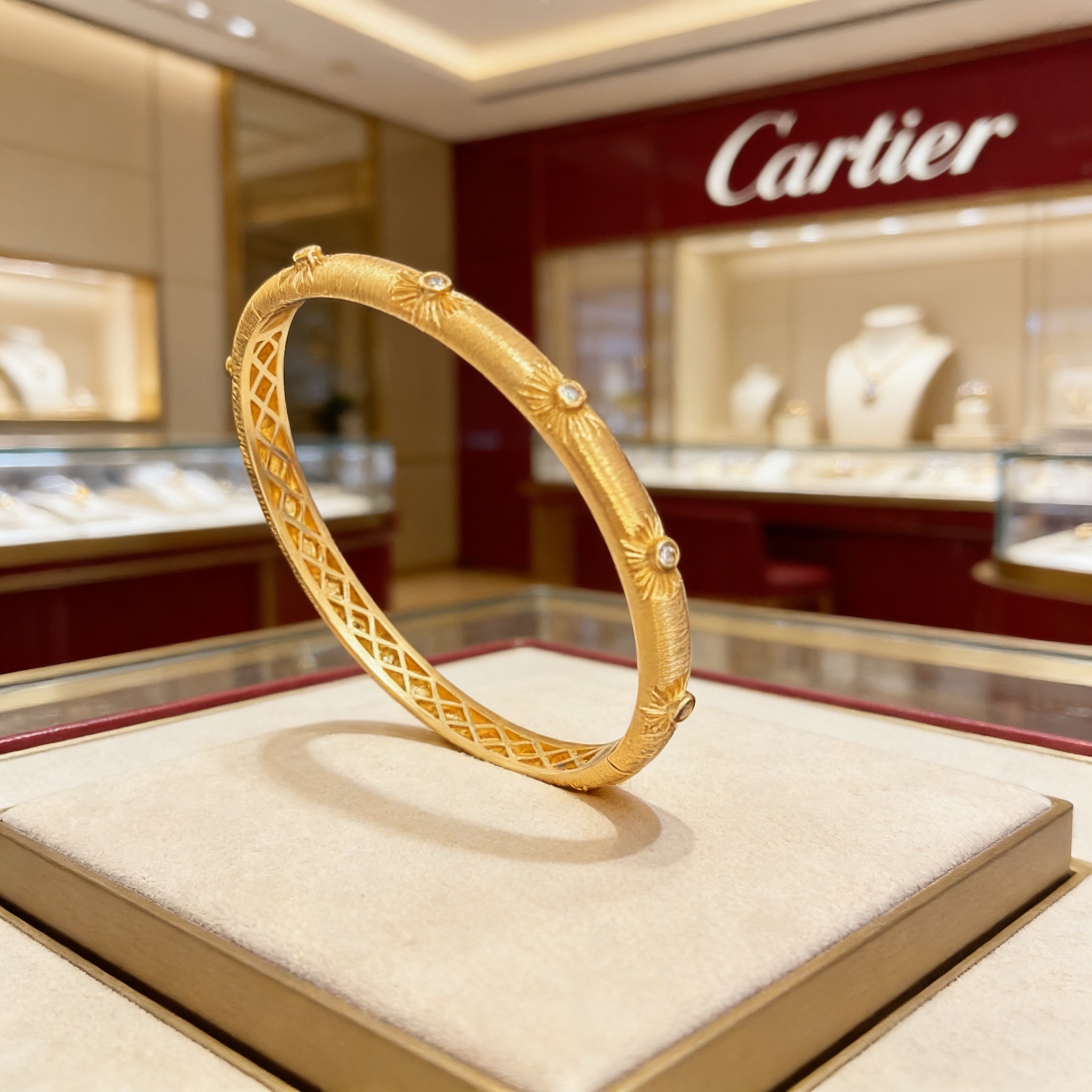 卡地亚镶钻手镯 高端定制版本 镶嵌钻工艺 V金材质 经典而时尚风格 用凌厉线条重构爱情美学！打破常规，镶