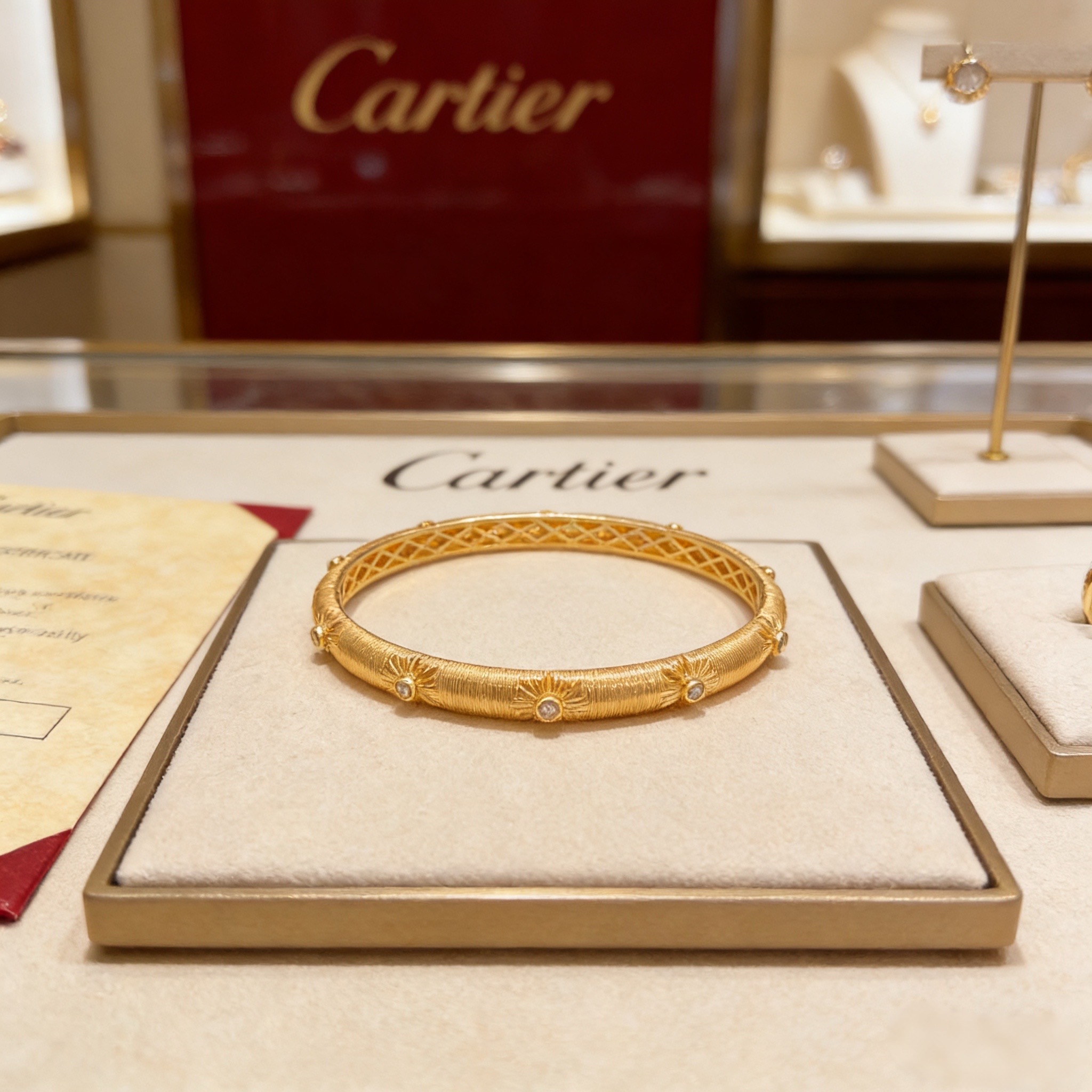卡地亚镶钻手镯 高端定制版本 镶嵌钻工艺 V金材质 经典而时尚风格 用凌厉线条重构爱情美学！打破常规，镶