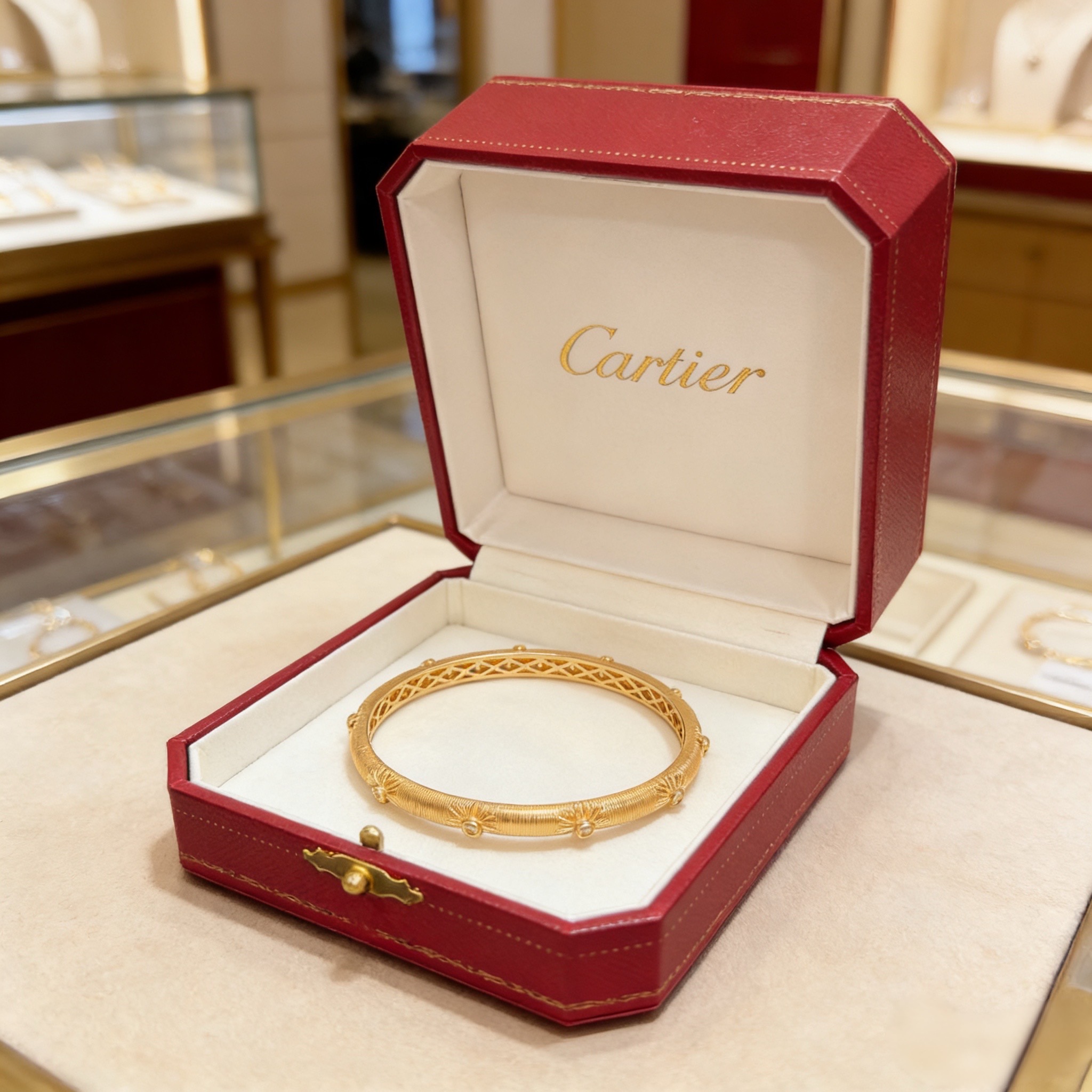 卡地亚镶钻手镯 高端定制版本 镶嵌钻工艺 V金材质 经典而时尚风格 用凌厉线条重构爱情美学！打破常规，镶