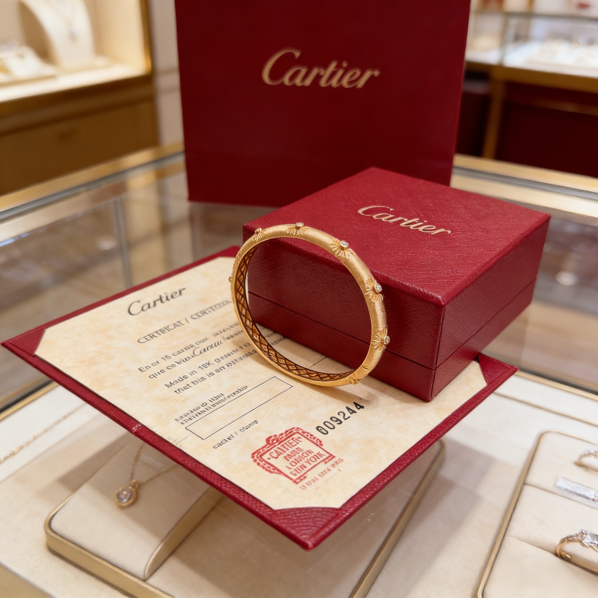 卡地亚镶钻手镯 高端定制版本 镶嵌钻工艺 V金材质 经典而时尚风格 用凌厉线条重构爱情美学！打破常规，镶