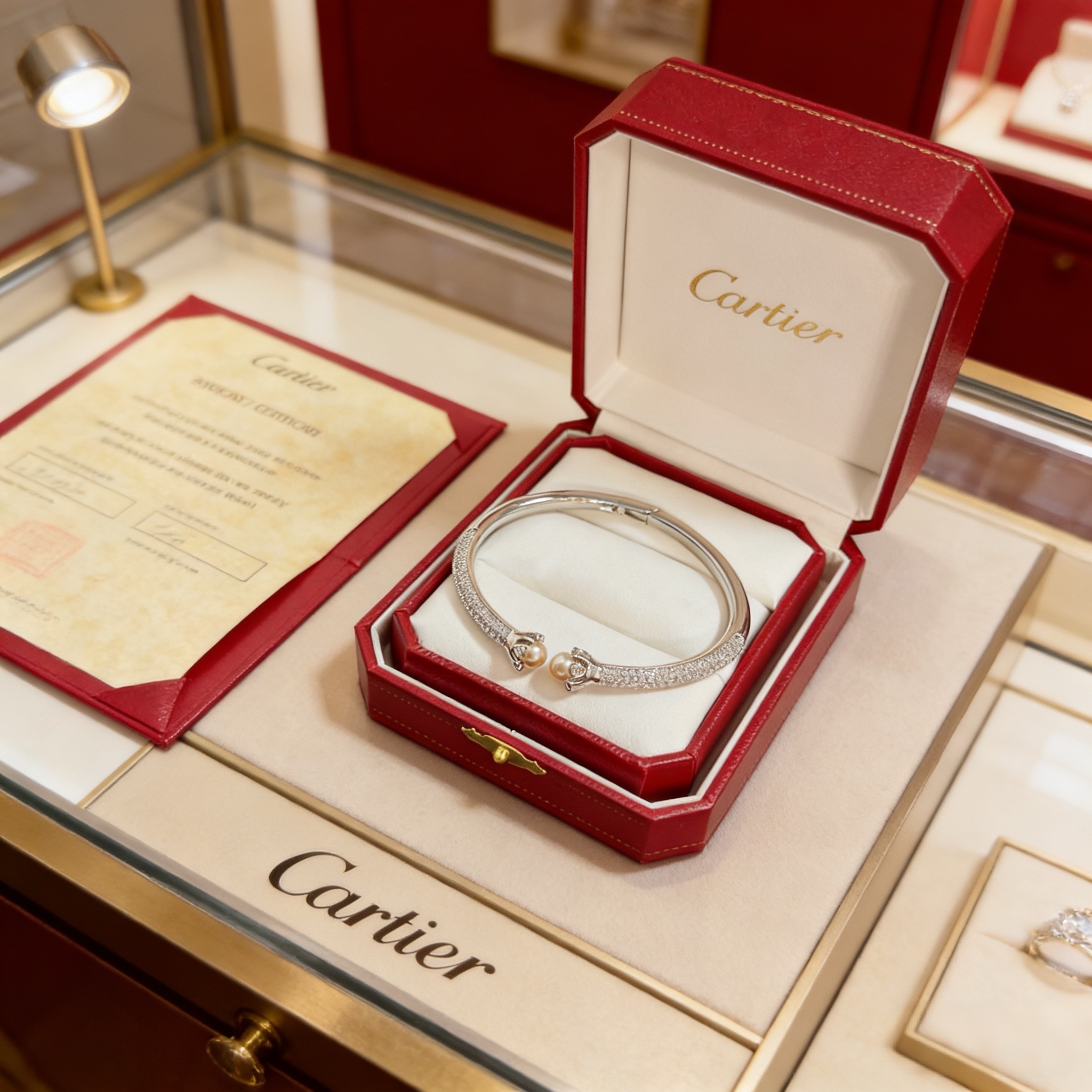 卡地亚镶钻手镯 高端定制版本 镶嵌钻工艺 V金材质 经典而时尚风格 用凌厉线条重构爱情美学！打破常规，镶