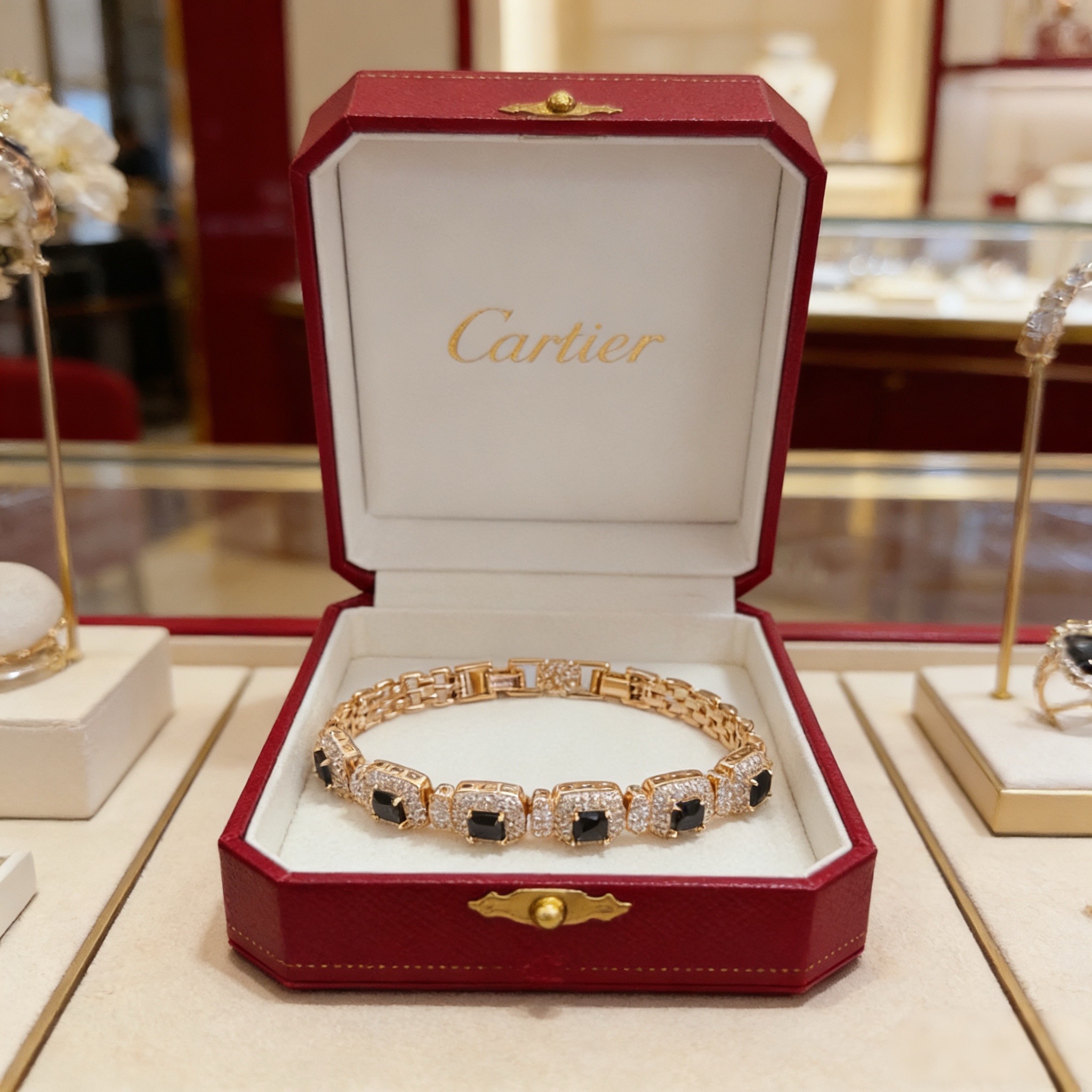 卡地亚镶钻手链 高端定制版本 镶嵌钻工艺 V金材质 经典而时尚风格 用凌厉线条重构爱情美学！打破常规，镶