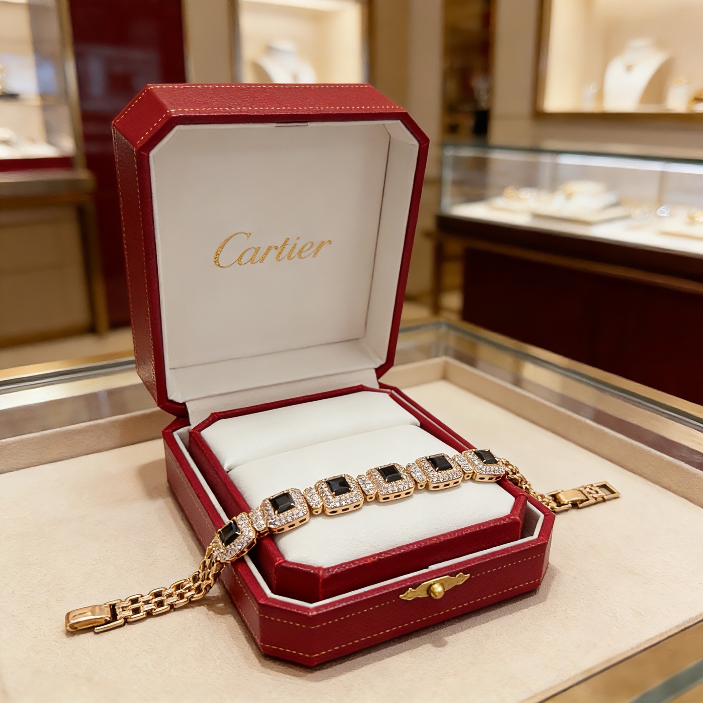 卡地亚镶钻手链 高端定制版本 镶嵌钻工艺 V金材质 经典而时尚风格 用凌厉线条重构爱情美学！打破常规，镶