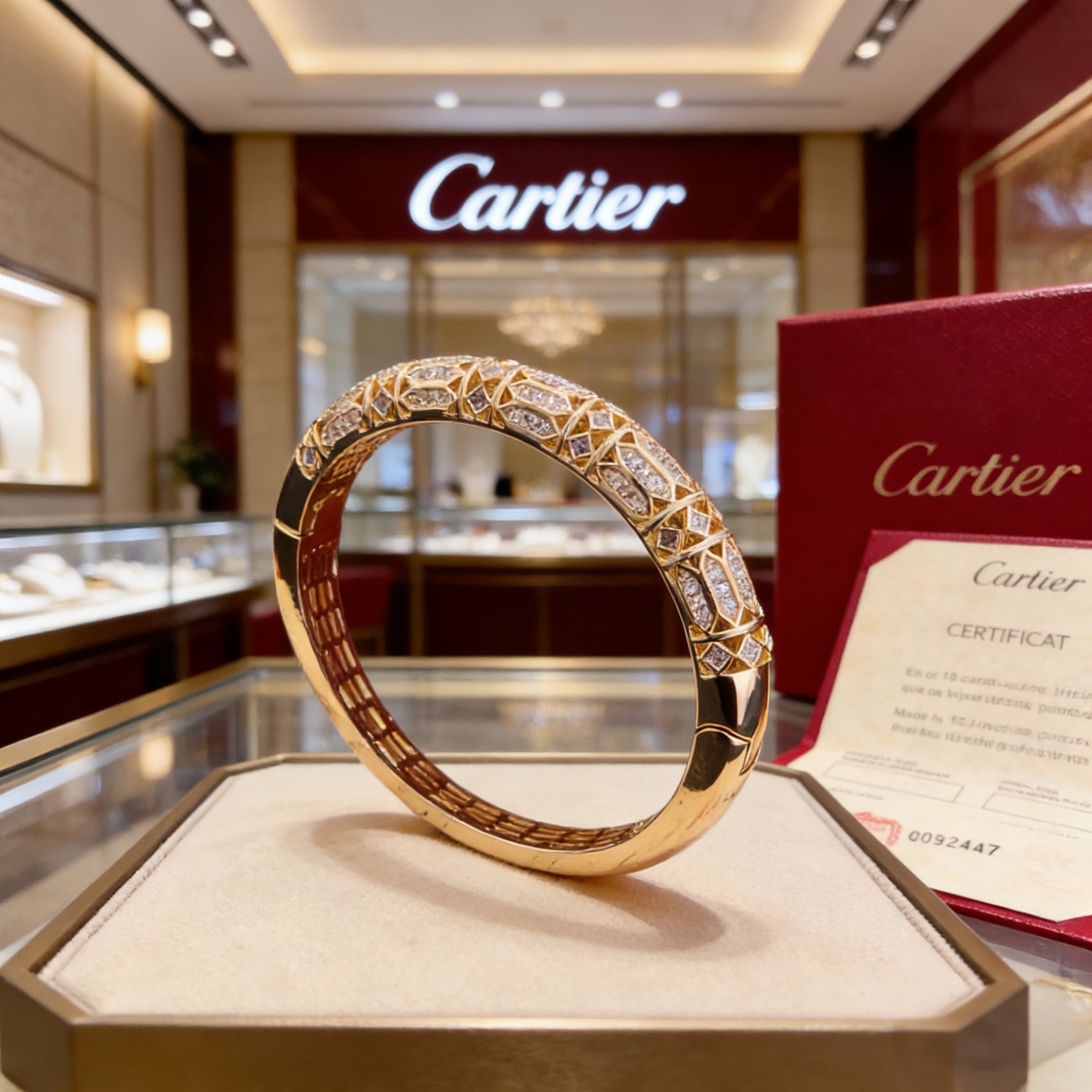 卡地亚镶钻手镯 高端定制版本 镶嵌钻工艺 V金材质 经典而时尚风格 用凌厉线条重构爱情美学！打破常规，镶