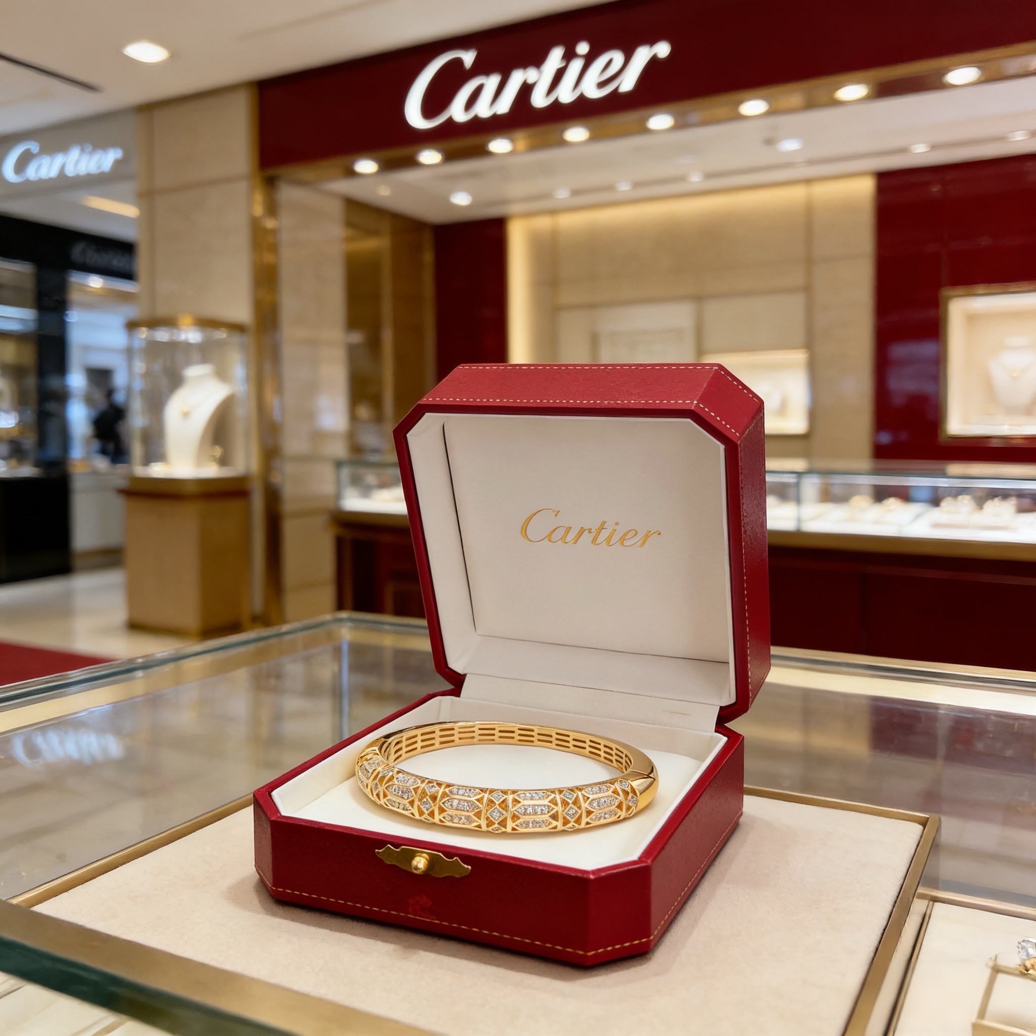 卡地亚镶钻手镯 高端定制版本 镶嵌钻工艺 V金材质 经典而时尚风格 用凌厉线条重构爱情美学！打破常规，镶