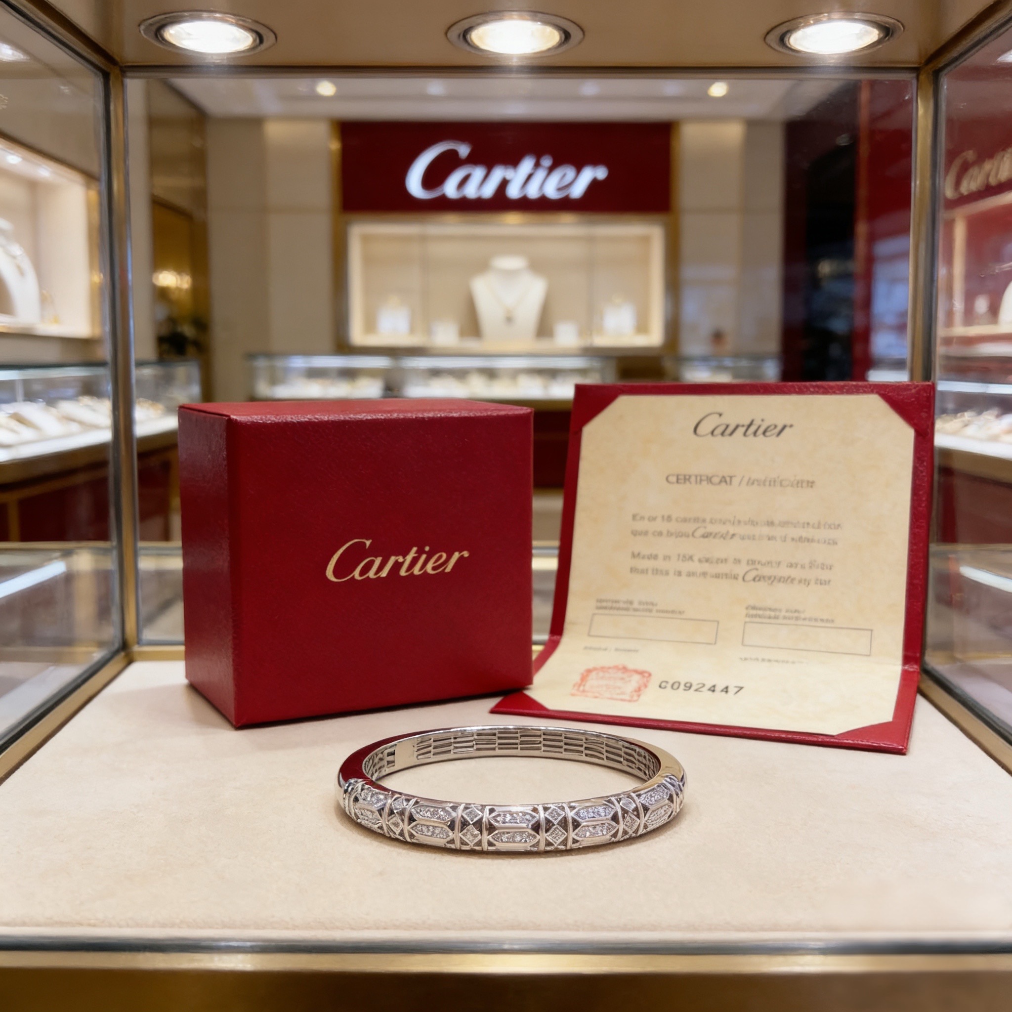 卡地亚镶钻手镯 高端定制版本 镶嵌钻工艺 V金材质 经典而时尚风格 用凌厉线条重构爱情美学！打破常规，镶