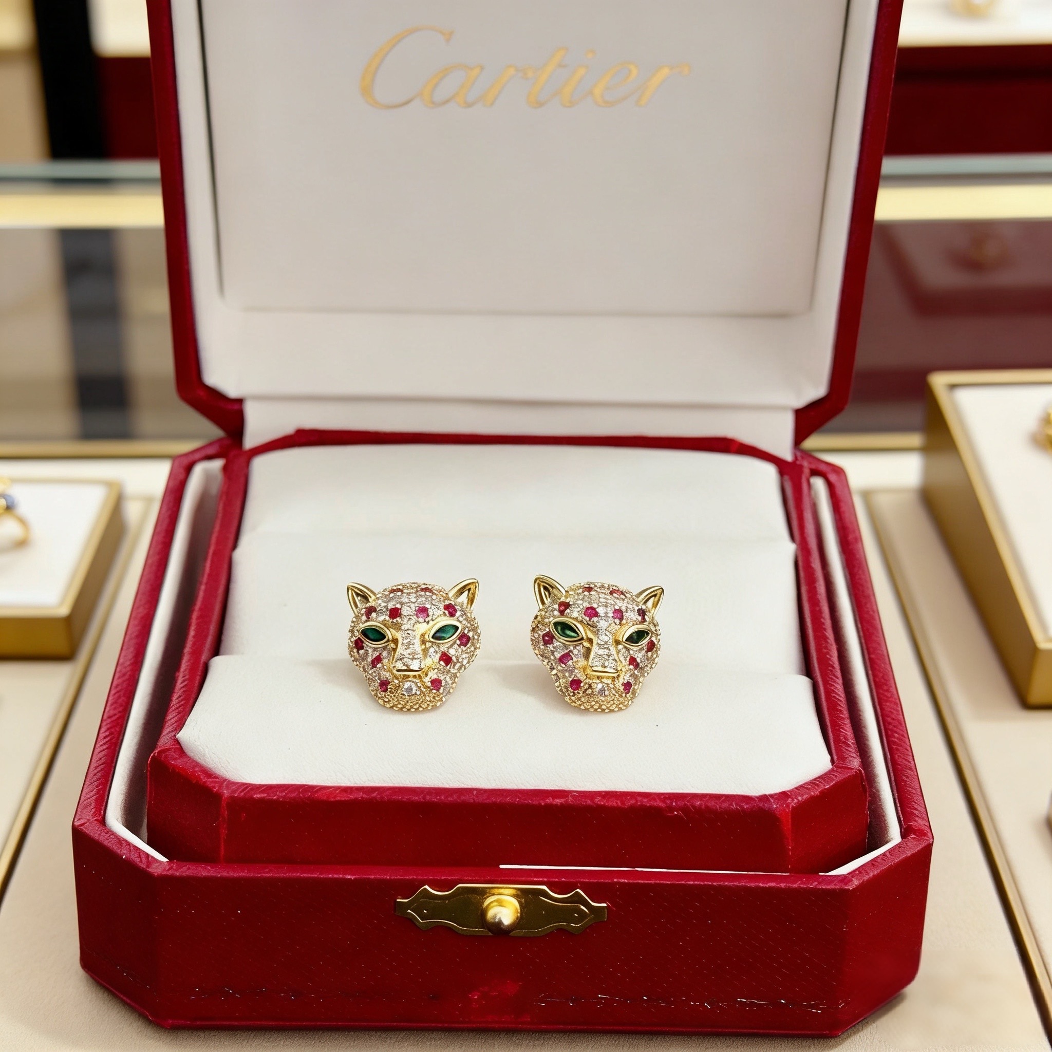 Cartier 卡地亚豹头镶钻耳钉 高端定制版本 镶嵌钻工艺 V金材质 而 风格 用凌厉线条重构爱情美学 打破常规