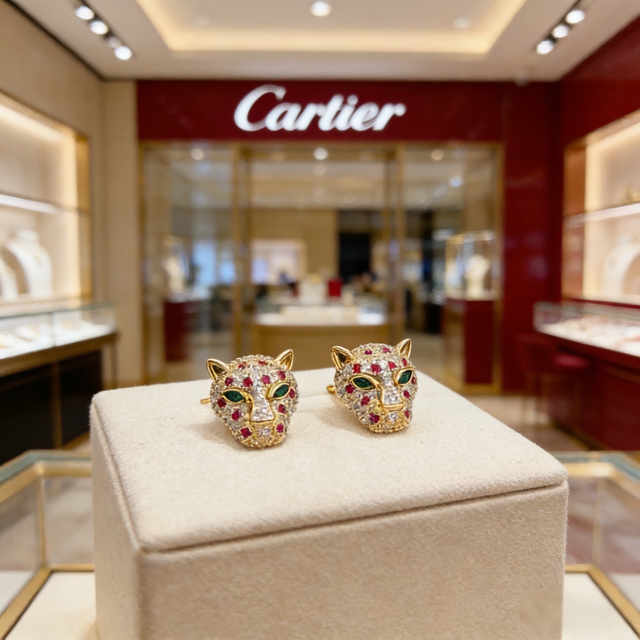 Cartier 卡地亚豹头镶钻耳钉 高端定制版本 镶嵌钻工艺 V金材质 而 风格 用凌厉线条重构爱情美学 打破常规