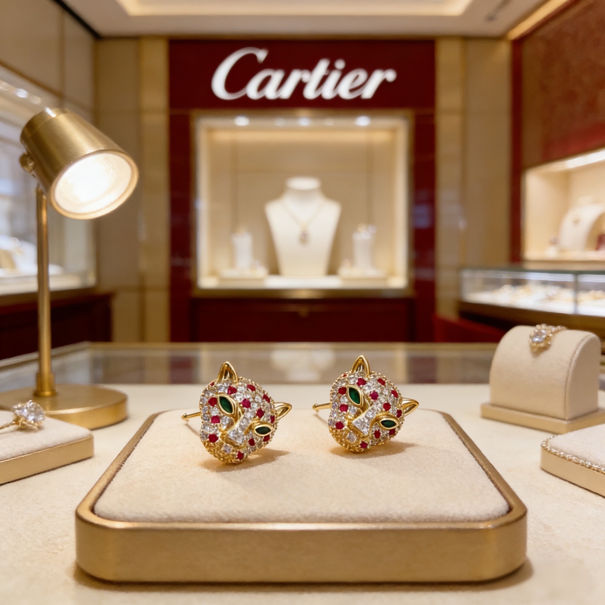 Cartier 卡地亚豹头镶钻耳钉 高端定制版本 镶嵌钻工艺 V金材质 而 风格 用凌厉线条重构爱情美学 打破常规