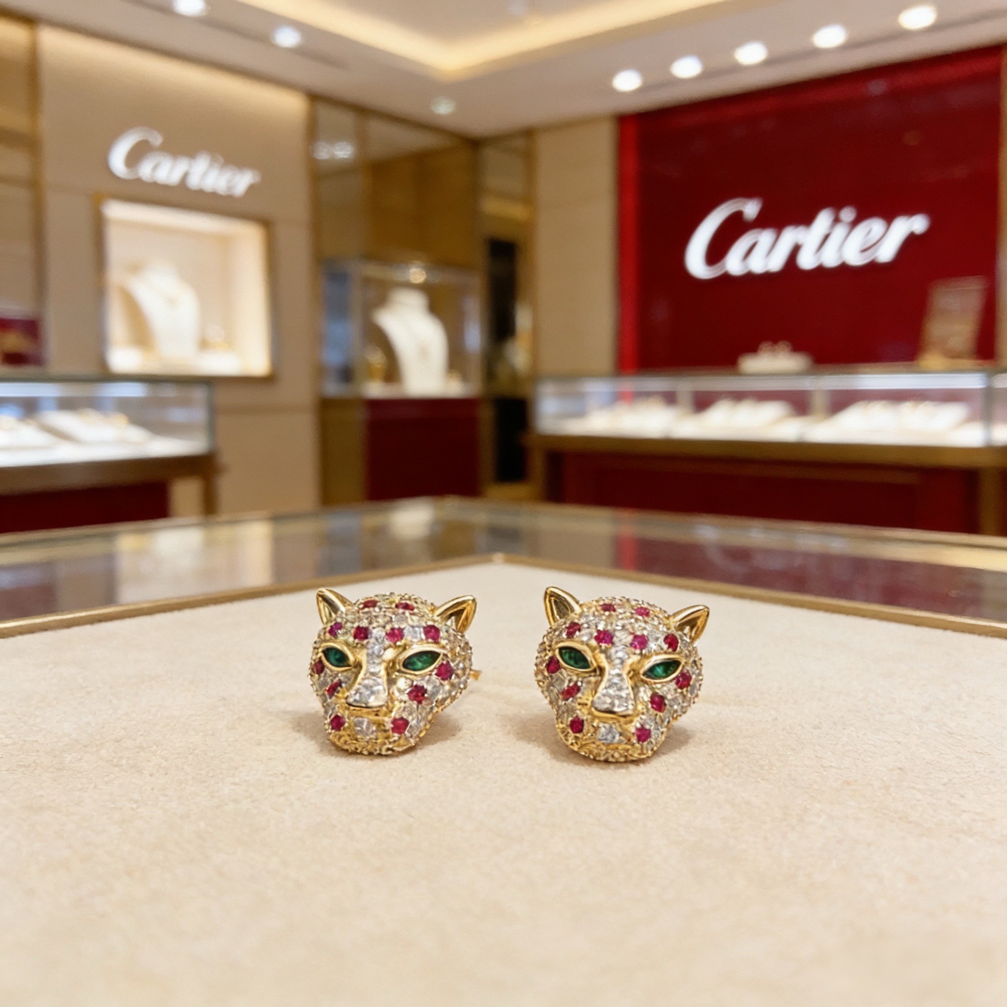 Cartier 卡地亚豹头镶钻耳钉 高端定制版本 镶嵌钻工艺 V金材质 而 风格 用凌厉线条重构爱情美学 打破常规