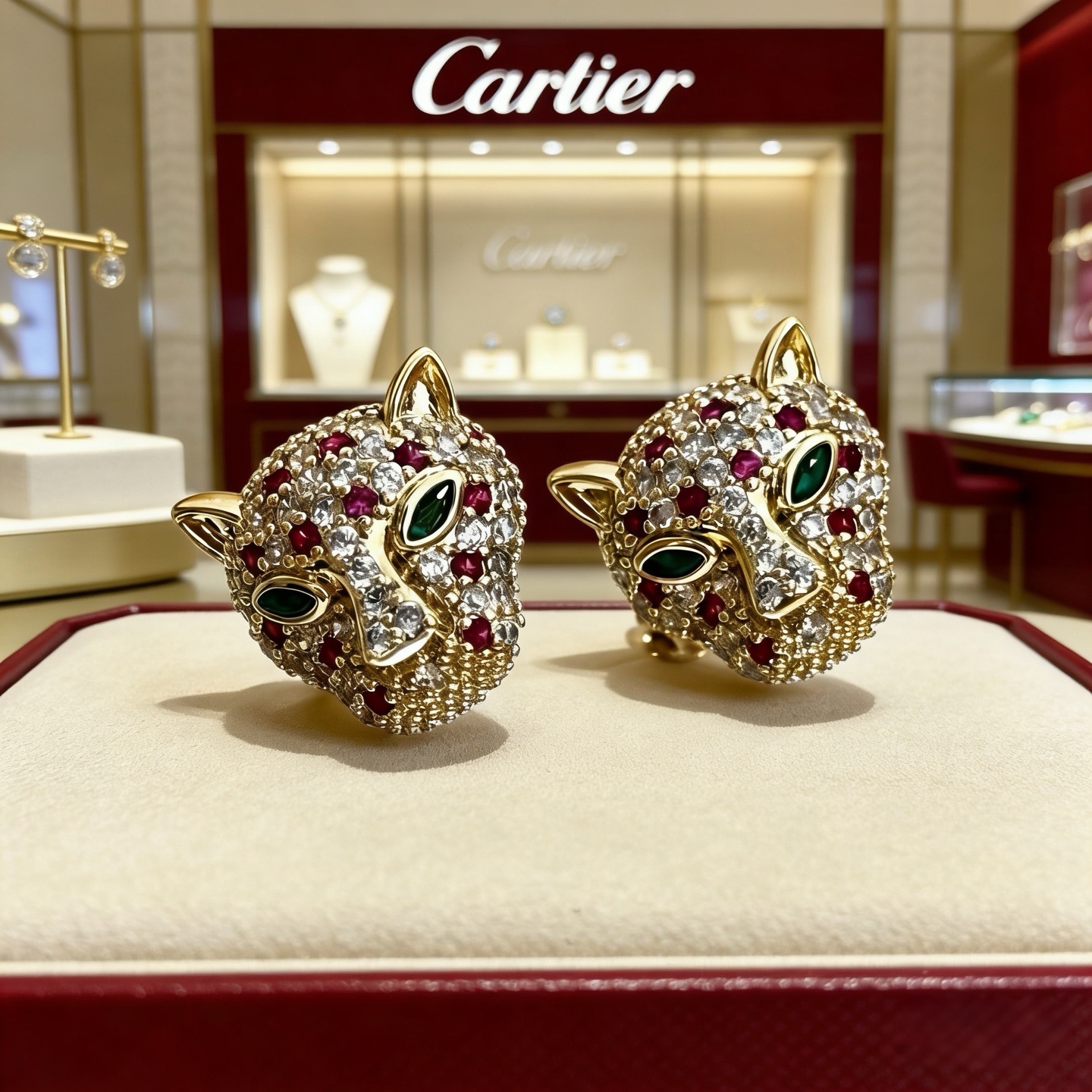 Cartier 卡地亚豹头镶钻耳钉 高端定制版本 镶嵌钻工艺 V金材质 而 风格 用凌厉线条重构爱情美学 打破常规