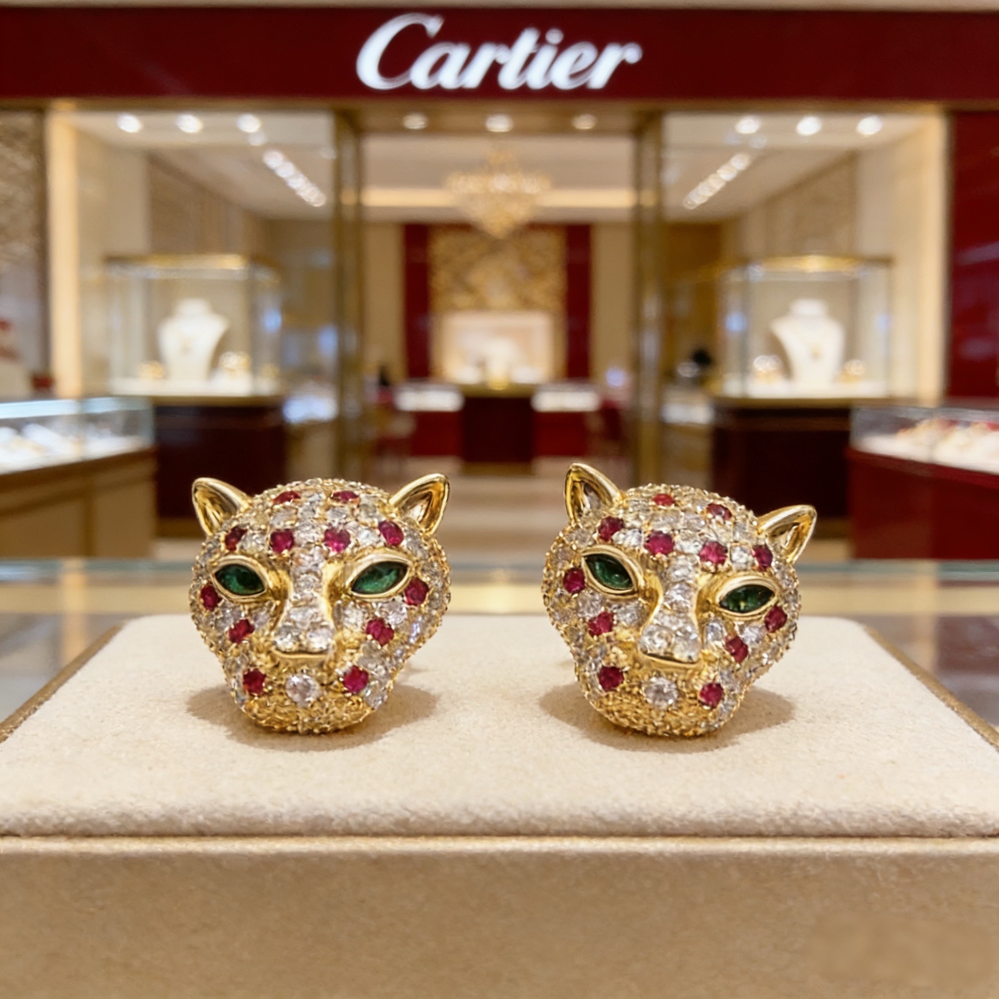 Cartier 卡地亚豹头镶钻耳钉 高端定制版本 镶嵌钻工艺 V金材质 而 风格 用凌厉线条重构爱情美学 打破常规