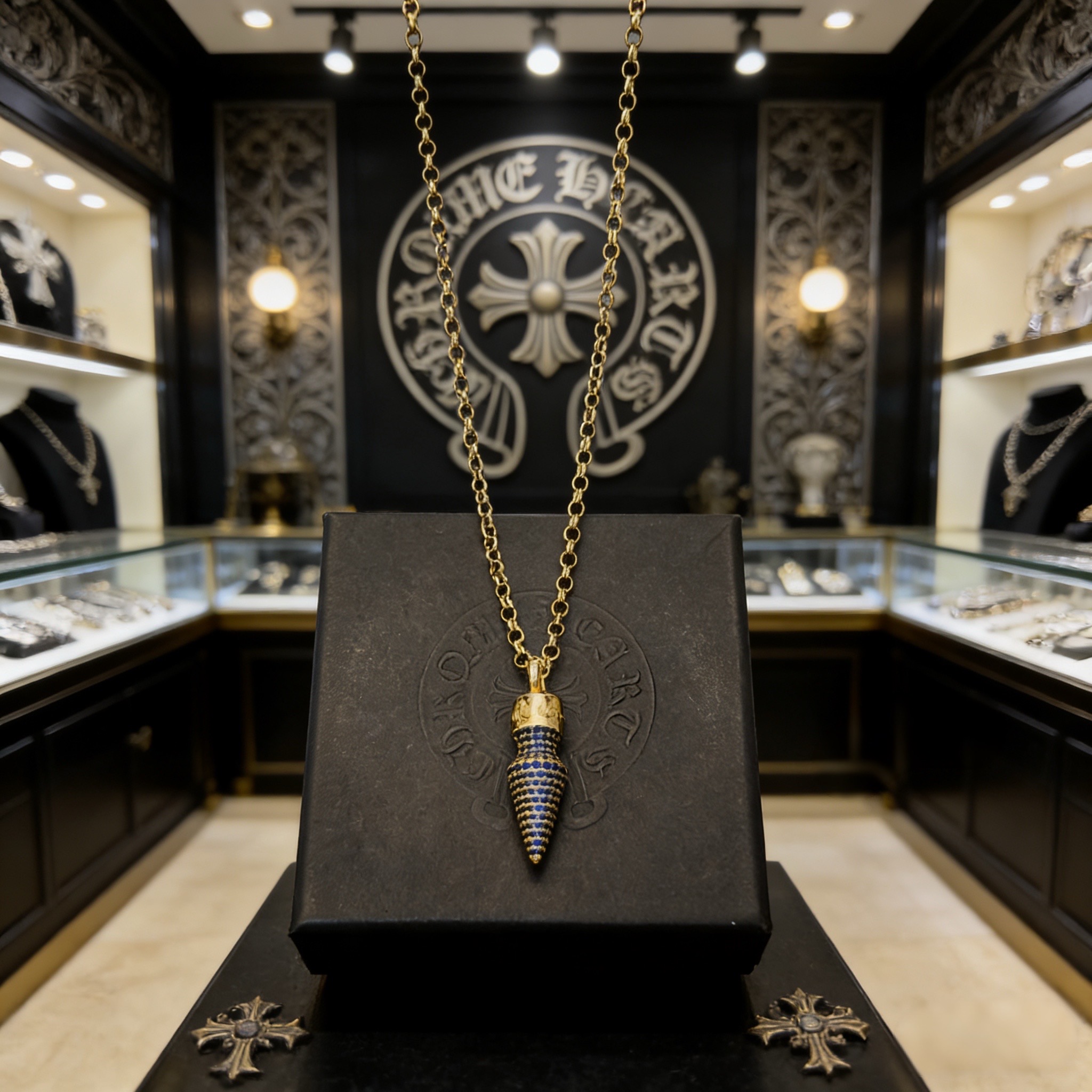 新款【专柜品质】Chrome Hearts克罗心项链 子弹吊坠 凹凸造型不同的花纹设计风格 呈现出与众不