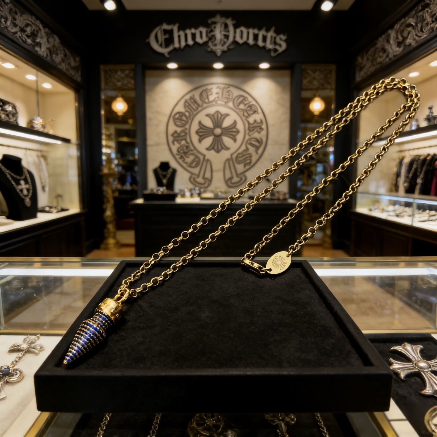 新款【专柜品质】Chrome Hearts克罗心项链 子弹吊坠 凹凸造型不同的花纹设计风格 呈现出与众不