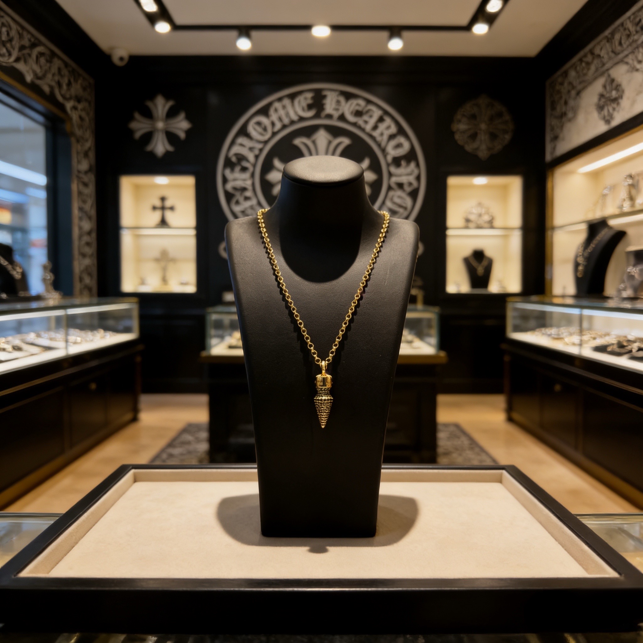 新款【专柜品质】Chrome Hearts克罗心项链 子弹吊坠 凹凸造型不同的花纹设计风格 呈现出与众不