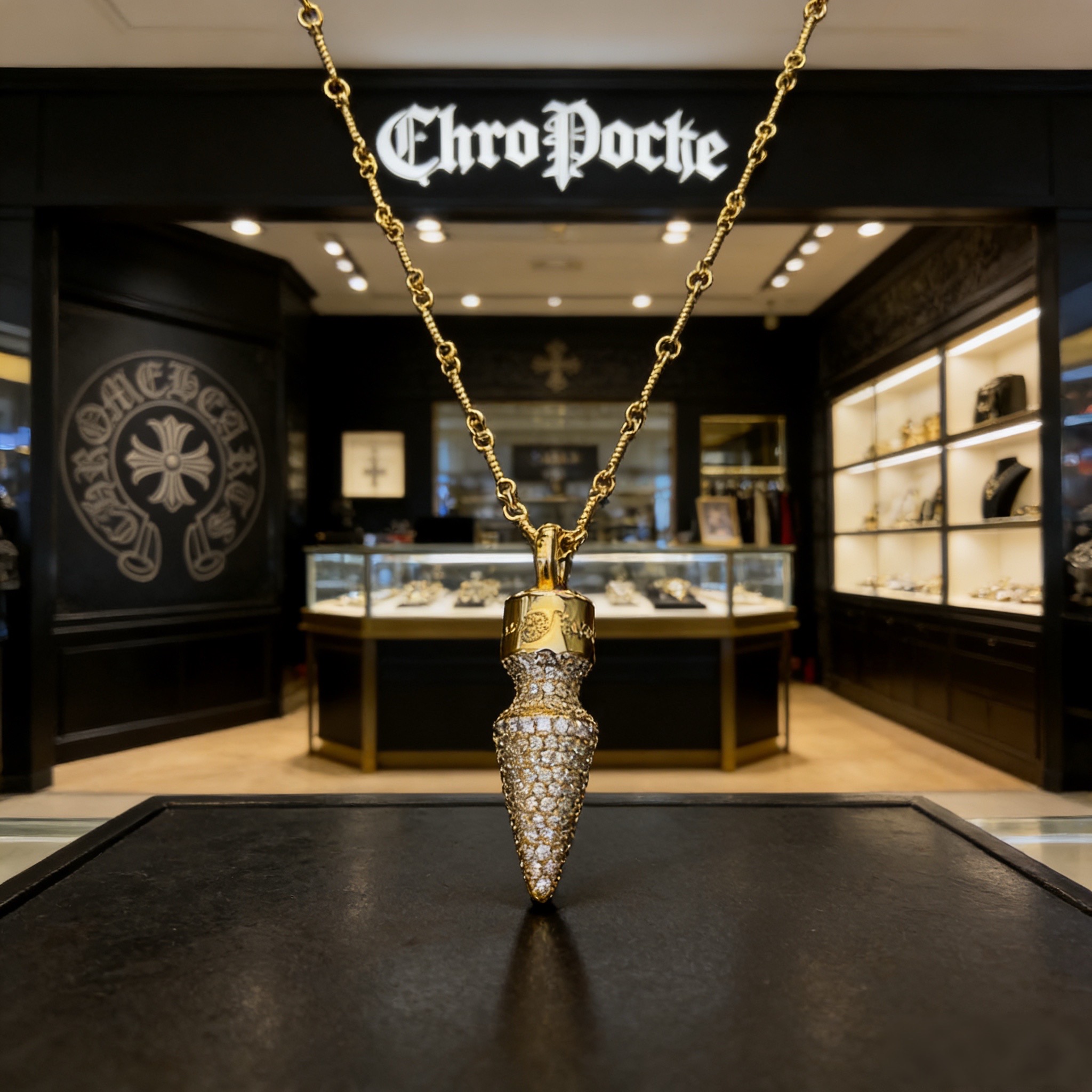 新款【专柜品质】Chrome Hearts克罗心项链 子弹吊坠 凹凸造型不同的花纹设计风格 呈现出与众不