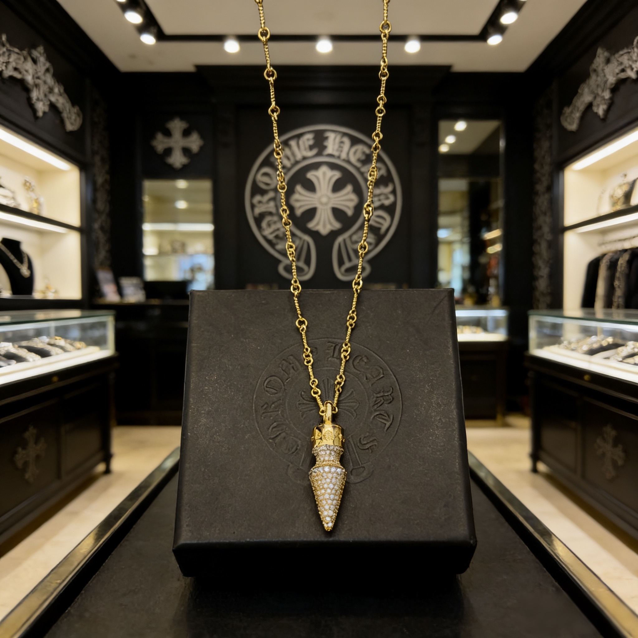 新款【专柜品质】Chrome Hearts克罗心项链 子弹吊坠 凹凸造型不同的花纹设计风格 呈现出与众不