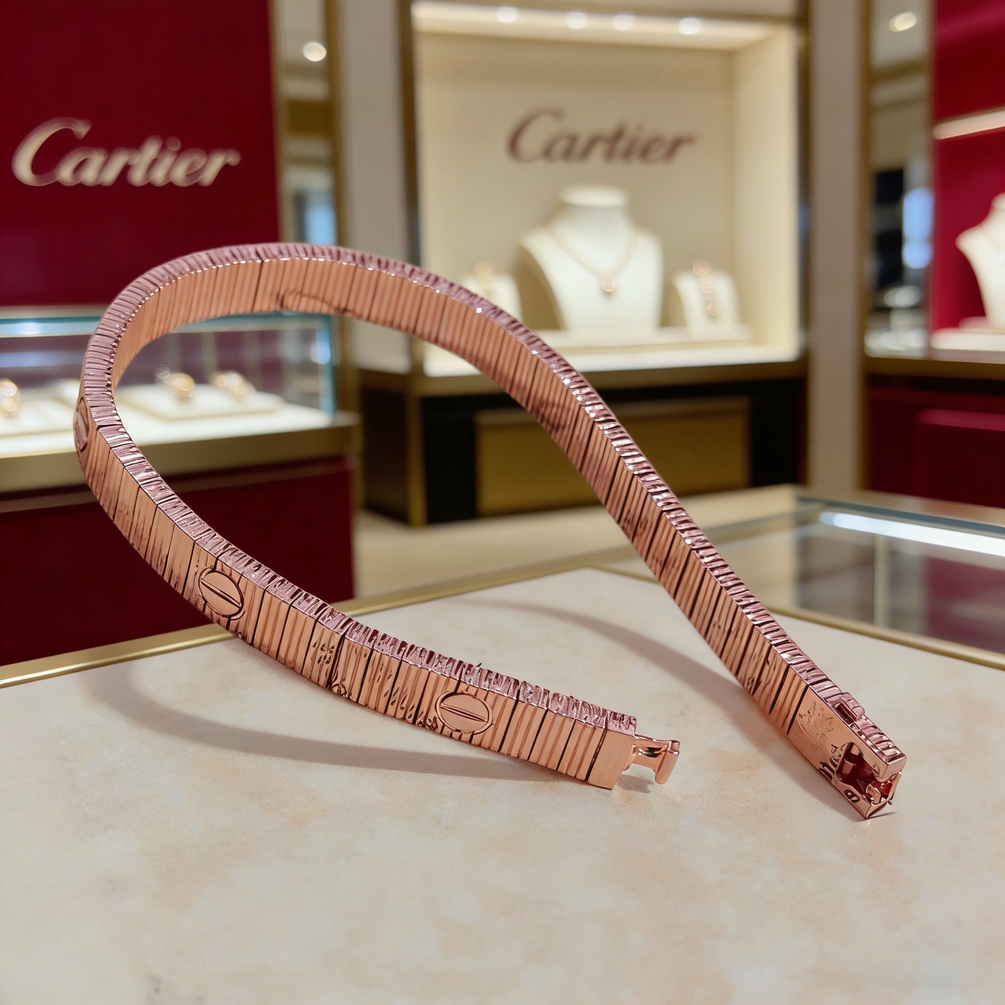 卡地亚手链 高端定制版本 镶嵌钻工艺 V金材质 经典而时尚风格 用凌厉线条重构爱情美学！打破常规，镶嵌钻