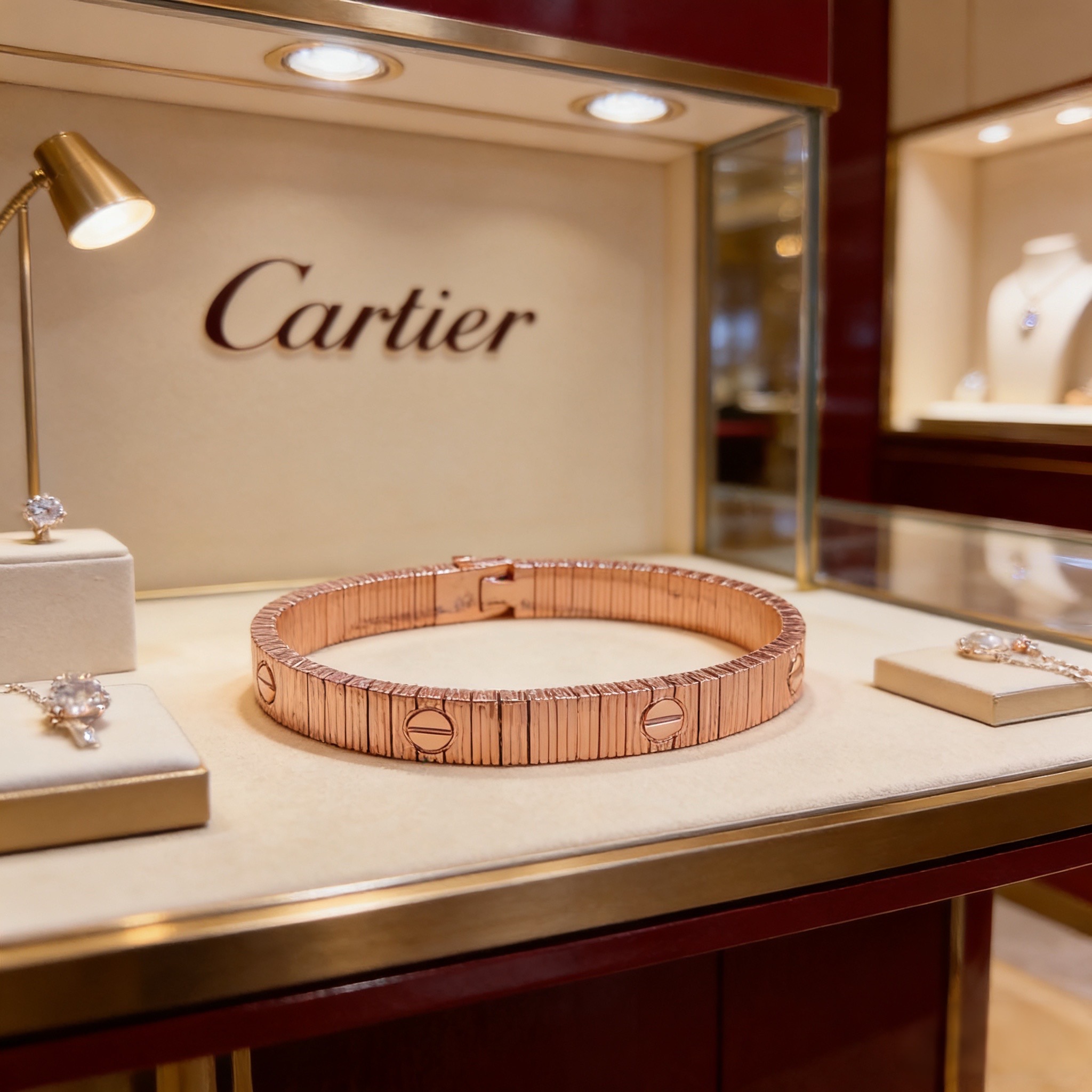 卡地亚手链 高端定制版本 镶嵌钻工艺 V金材质 经典而时尚风格 用凌厉线条重构爱情美学！打破常规，镶嵌钻