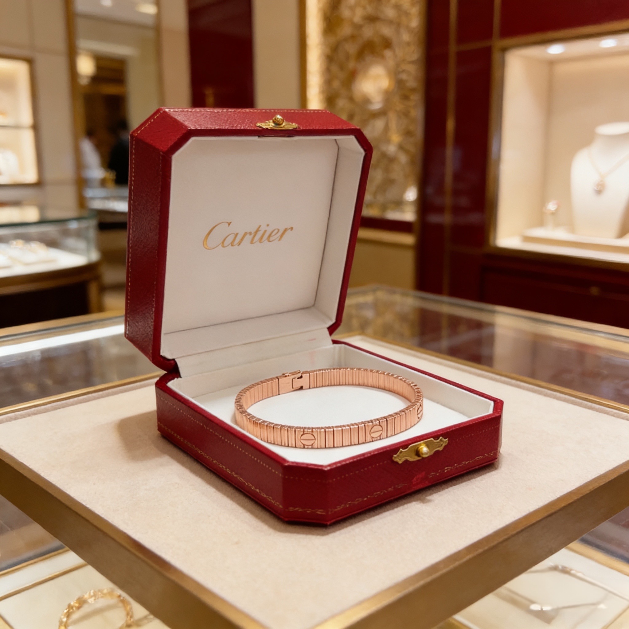 卡地亚手链 高端定制版本 镶嵌钻工艺 V金材质 经典而时尚风格 用凌厉线条重构爱情美学！打破常规，镶嵌钻