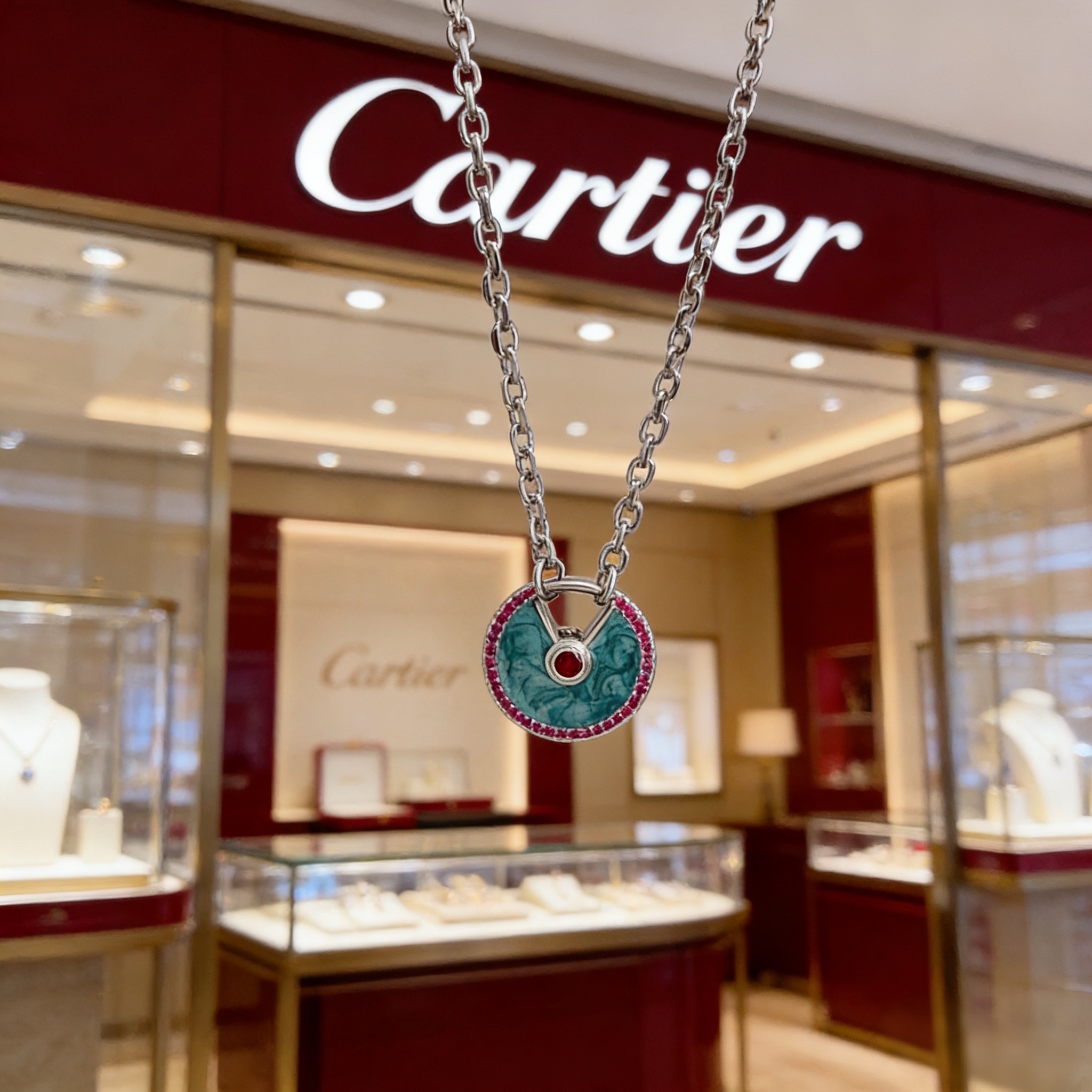 卡地亚镶钻项链 高端定制版本 镶嵌钻工艺 V金材质 经典而时尚风格 用凌厉线条重构爱情美学！打破常规，镶