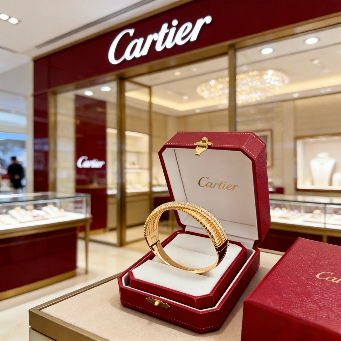 卡地亚镶钻手镯 高端定制版本 镶嵌钻工艺 V金材质 经典而时尚风格 用凌厉线条重构爱情美学！打破常规，镶