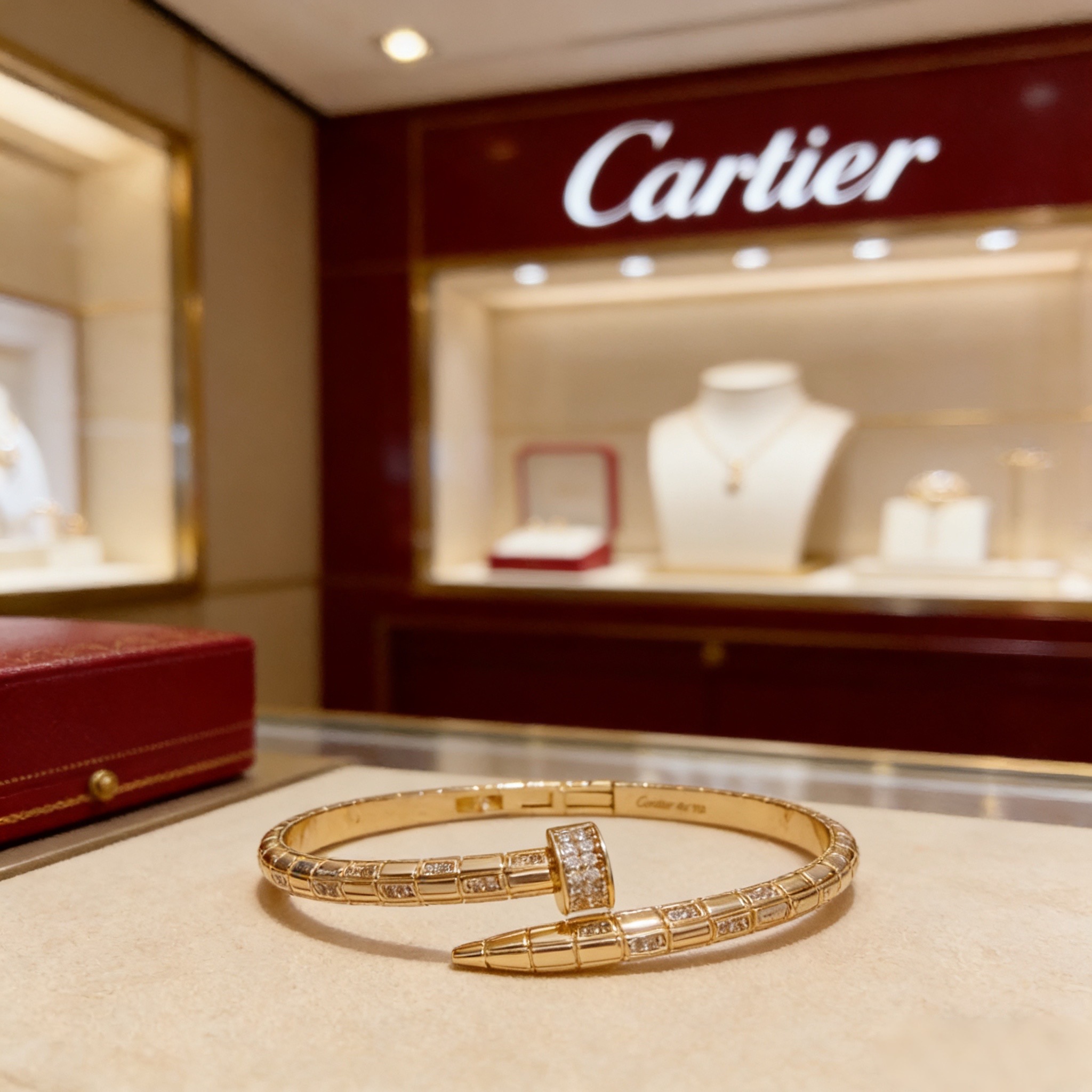 卡地亚豹头镶钻钉子手镯 高端定制版本 镶嵌钻工艺 V金材质 经典而时尚风格 用凌厉线条重构爱情美学！打破