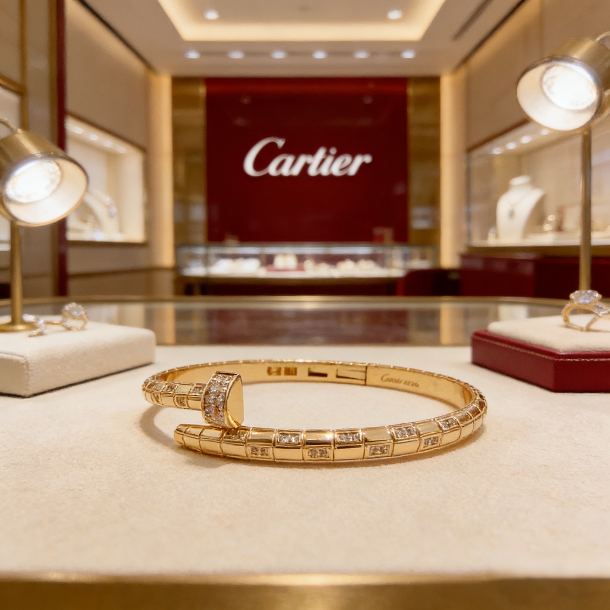 卡地亚豹头镶钻钉子手镯 高端定制版本 镶嵌钻工艺 V金材质 经典而时尚风格 用凌厉线条重构爱情美学！打破