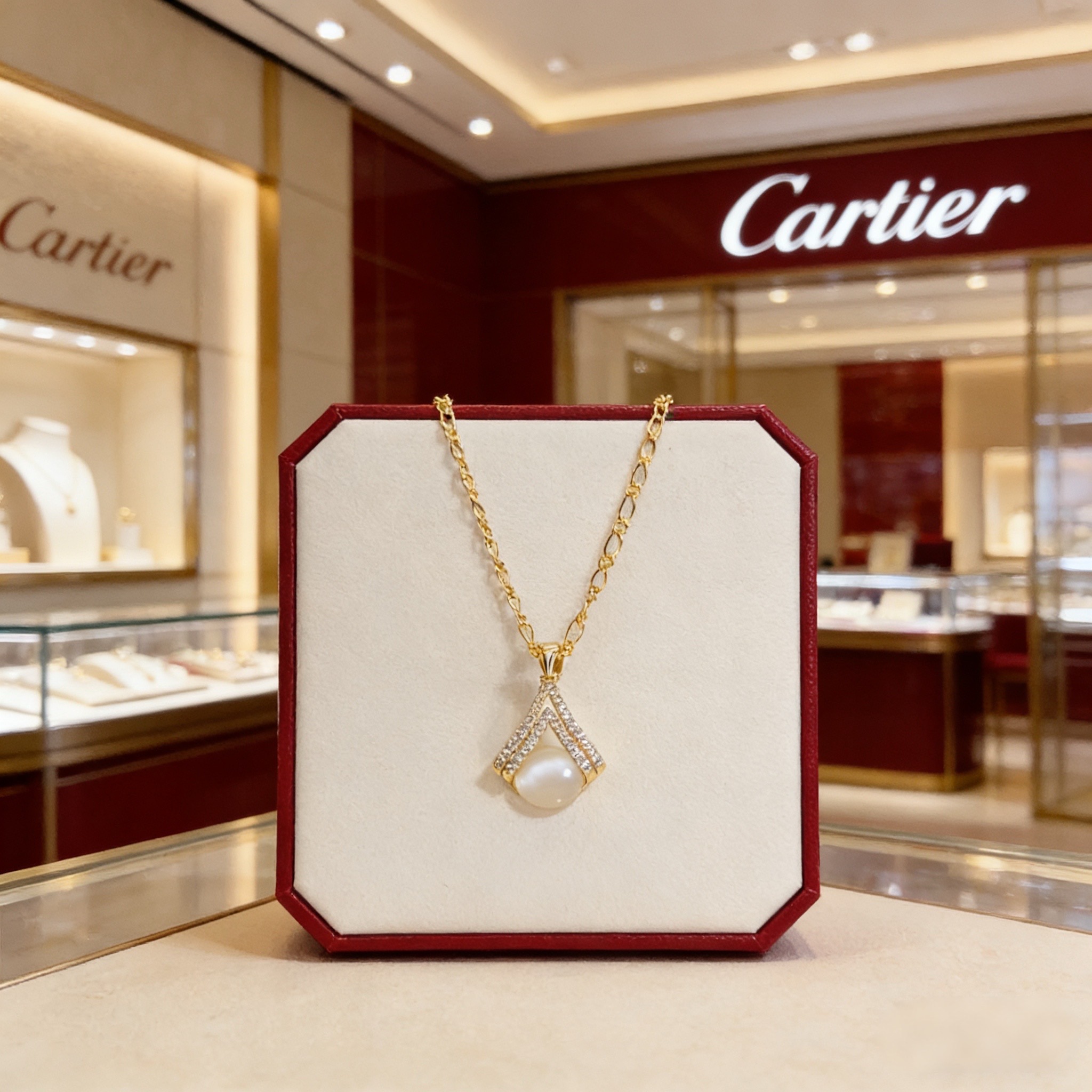 卡地亚镶钻项链 高端定制版本 镶嵌钻工艺 V金材质 经典而时尚风格 用凌厉线条重构爱情美学！打破常规，镶