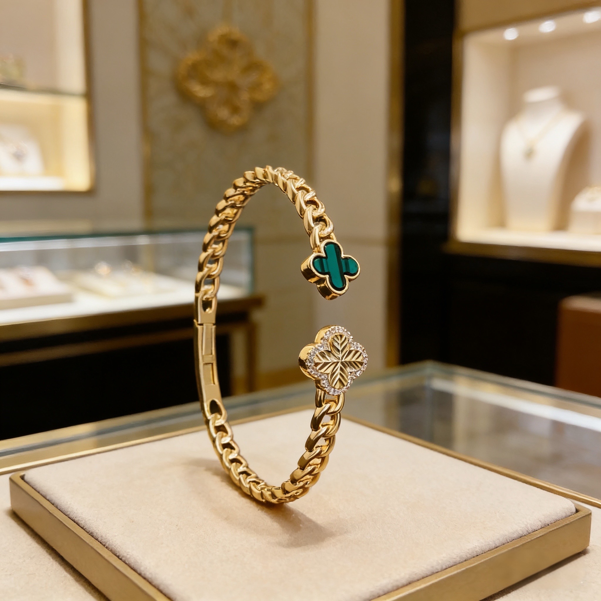 〔精工原版〕VCA四叶草🍀梵克雅宝手链手镯 ，V金等级 经典之作 官网同款 时尚潮流 采用多层次金属雕刻