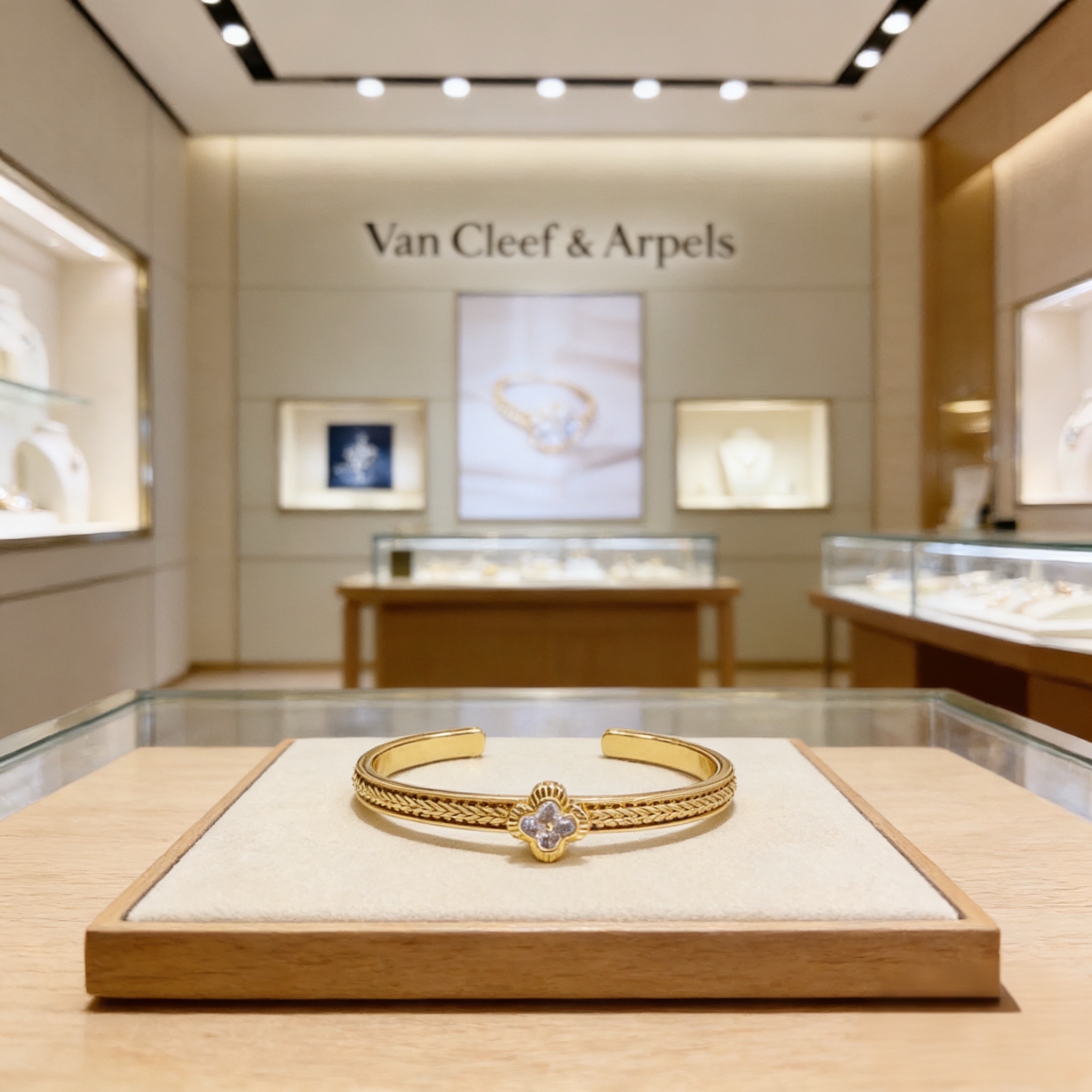 〔精工原版〕爆款 VCA四叶草🍀梵克雅宝手镯V金等级 经典之作 官网同款 时尚潮流 采用多层次金属雕刻设