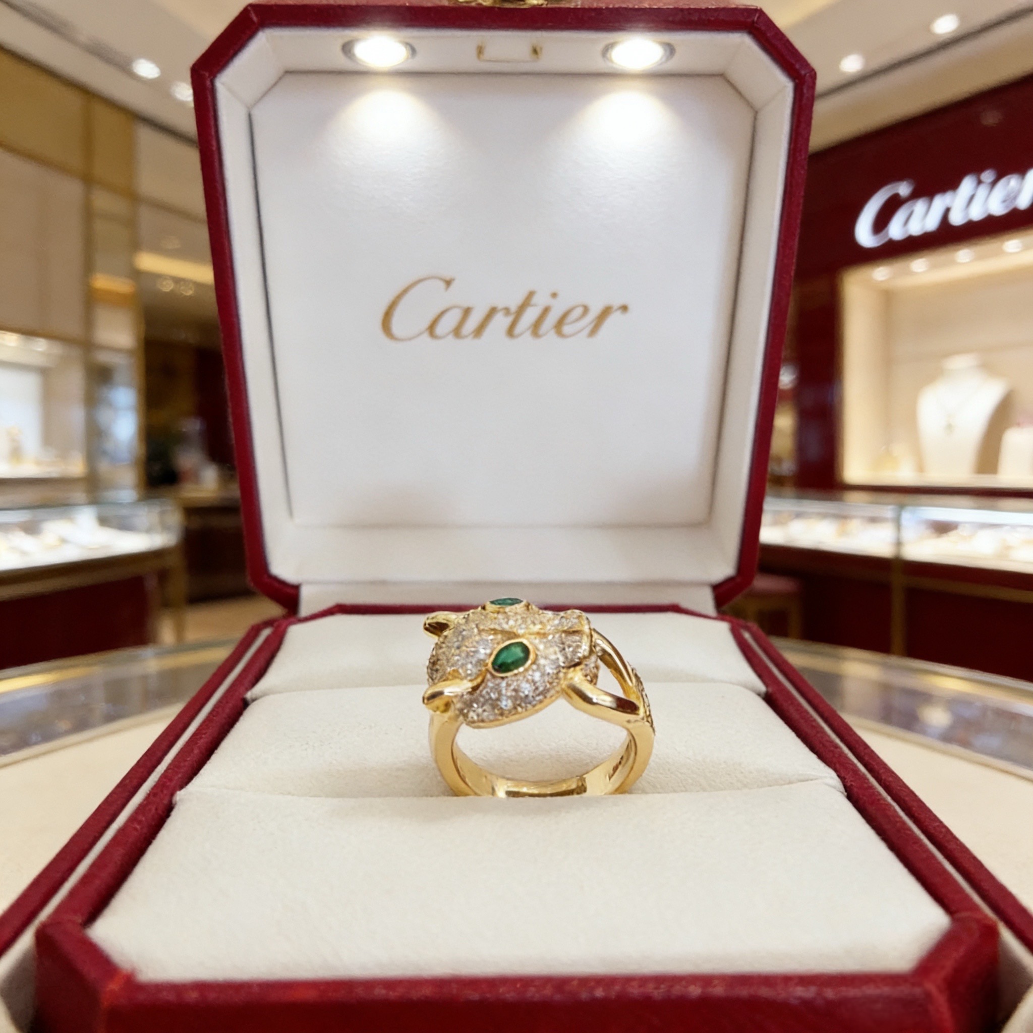 卡地亚镶钻猎豹戒指 高端定制版本 镶嵌钻工艺 V金材质 经典而时尚风格 用凌厉线条重构爱情美学！打破常规
