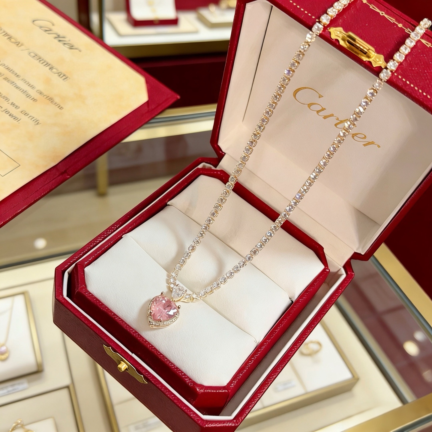 卡地亚镶钻项链 高端定制版本 镶嵌钻工艺 V金材质 经典而时尚风格 用凌厉线条重构爱情美学！打破常规，镶