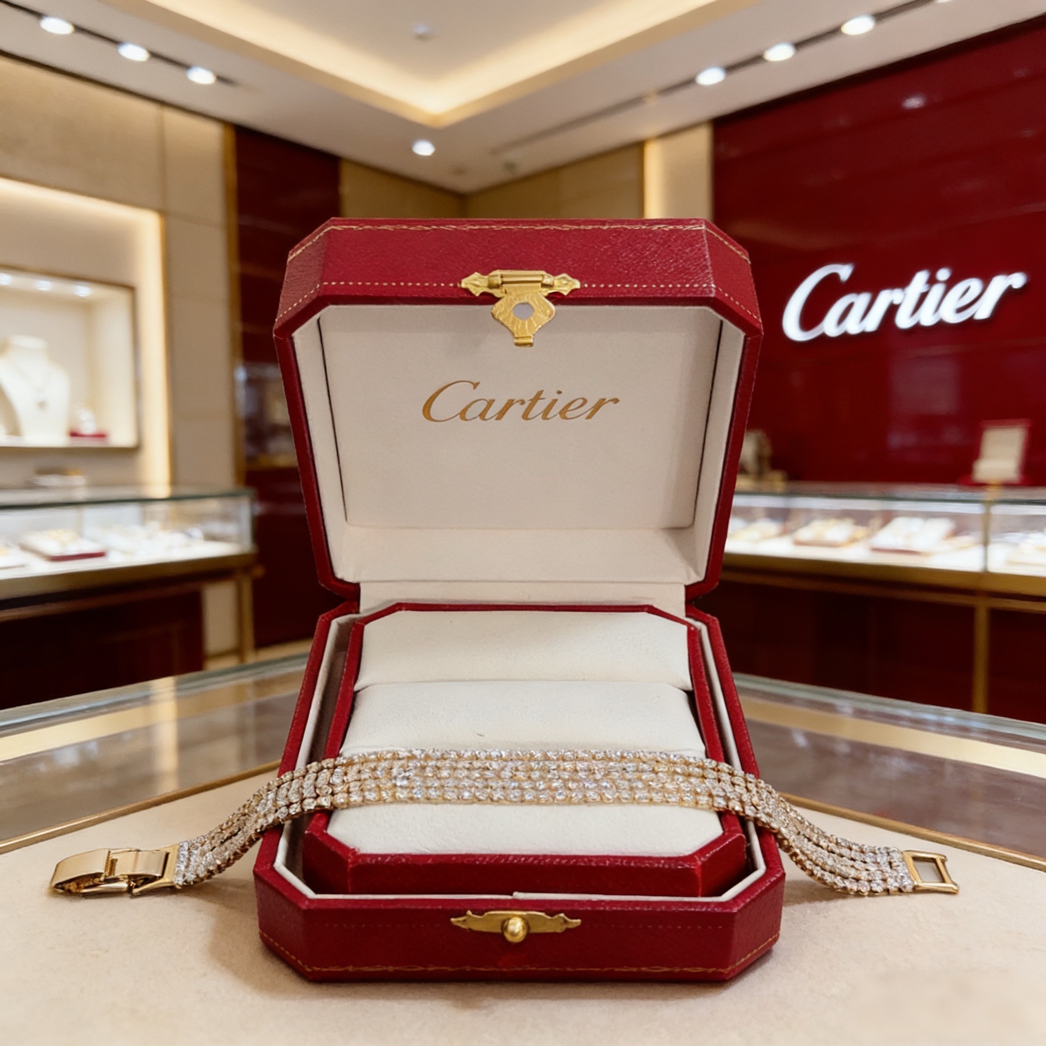 卡地亚镶钻手链 高端定制版本 镶嵌钻工艺 V金材质 经典而时尚风格 用凌厉线条重构爱情美学！打破常规，镶