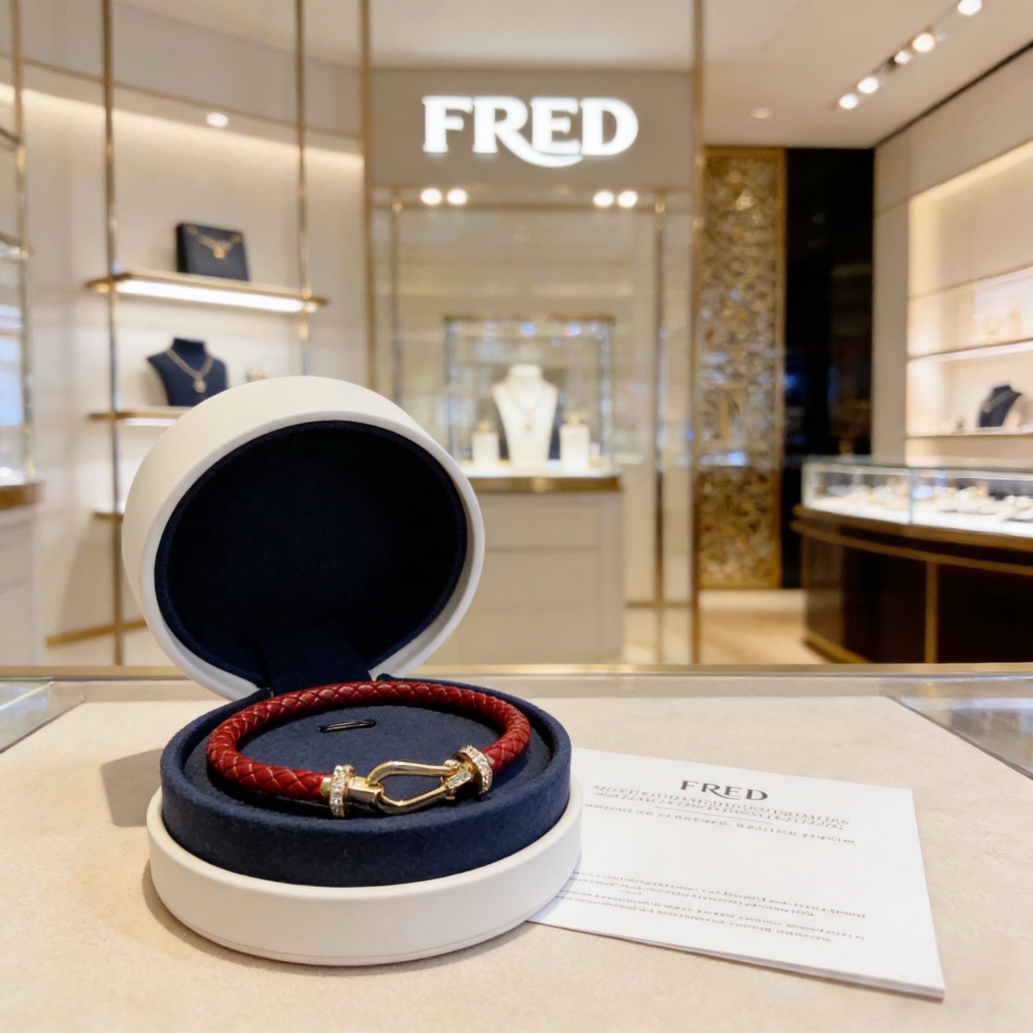 ❤火爆🎉 𝗙𝗥𝗘𝗗 费雷德满钻马蹄扣皮绳手镯手绳，经典百搭，网红达人 时尚一族备必‬单品，时尚精致，1：