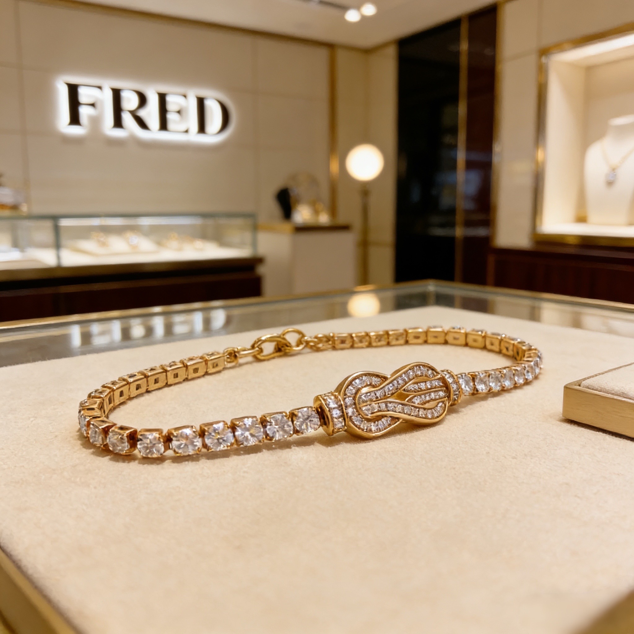 Fred 火爆 𝗙𝗥𝗘𝗗 费雷德满钻马蹄扣手链 百搭 达人 一族备必‬单品 1：1对版定制