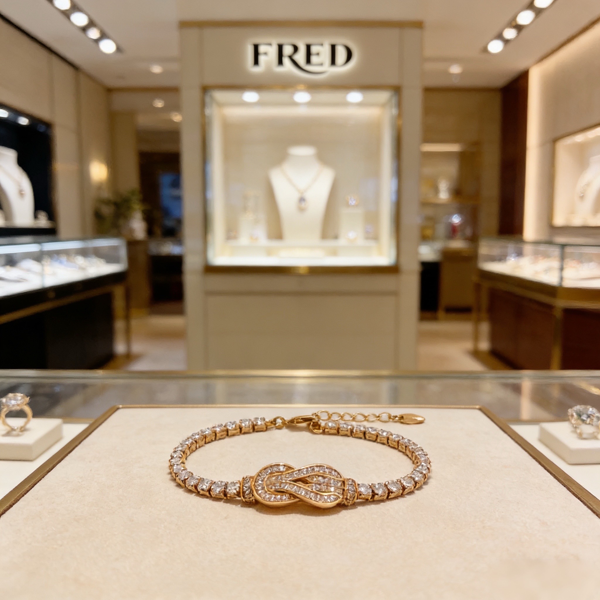 Fred 火爆 𝗙𝗥𝗘𝗗 费雷德满钻马蹄扣手链 百搭 达人 一族备必‬单品 1：1对版定制