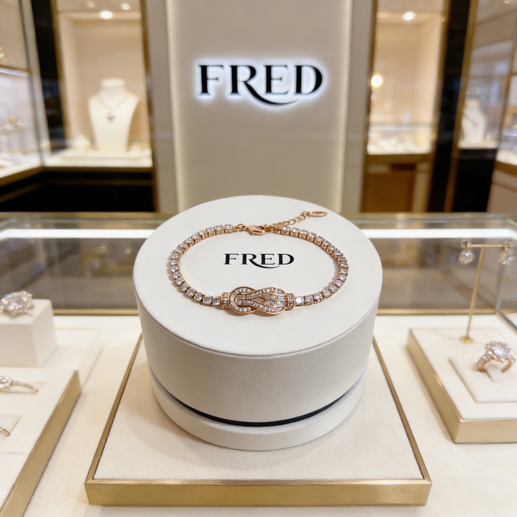 Fred 火爆 𝗙𝗥𝗘𝗗 费雷德满钻马蹄扣手链 百搭 达人 一族备必‬单品 1：1对版定制