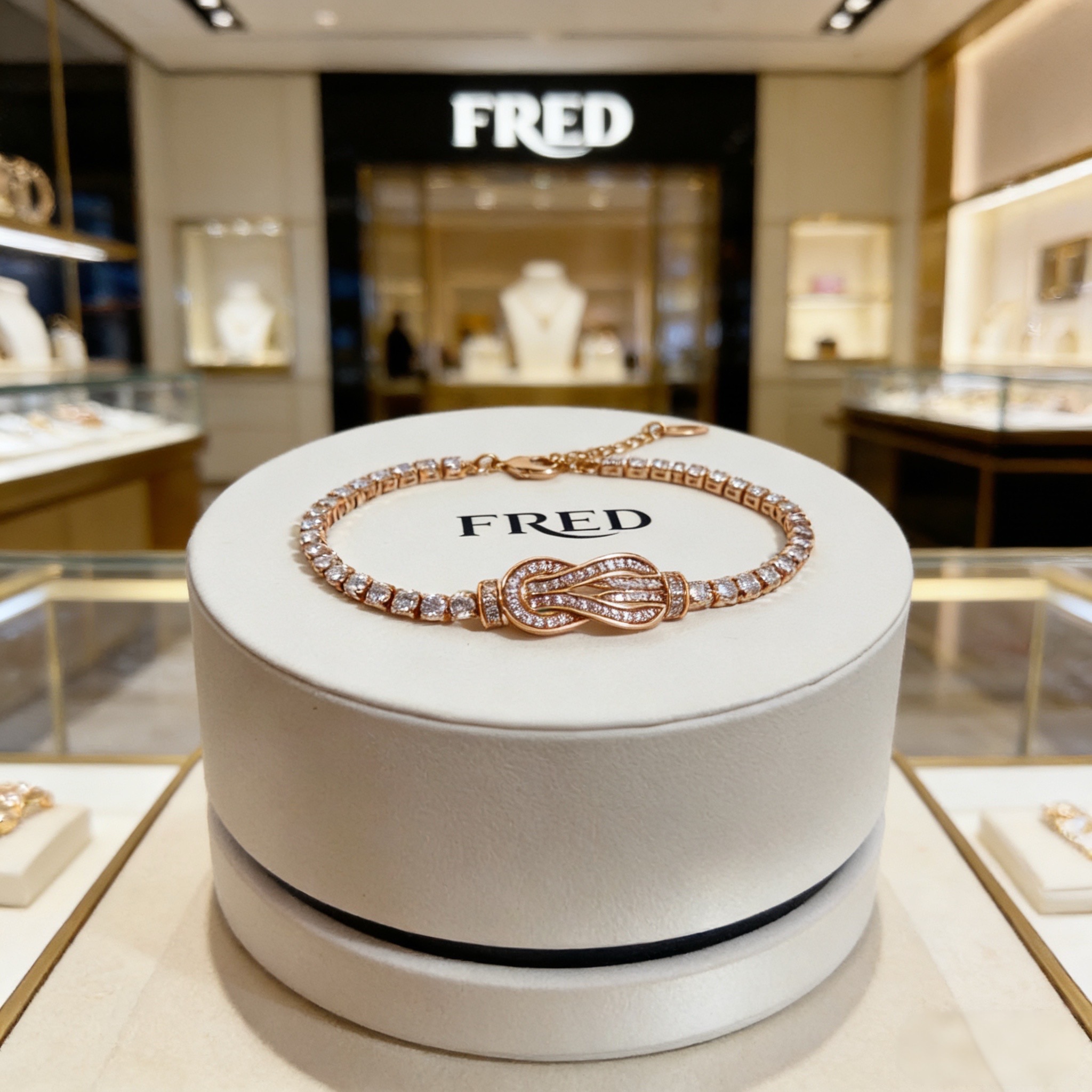 Fred 火爆 𝗙𝗥𝗘𝗗 费雷德满钻马蹄扣手链 百搭 达人 一族备必‬单品 1：1对版定制