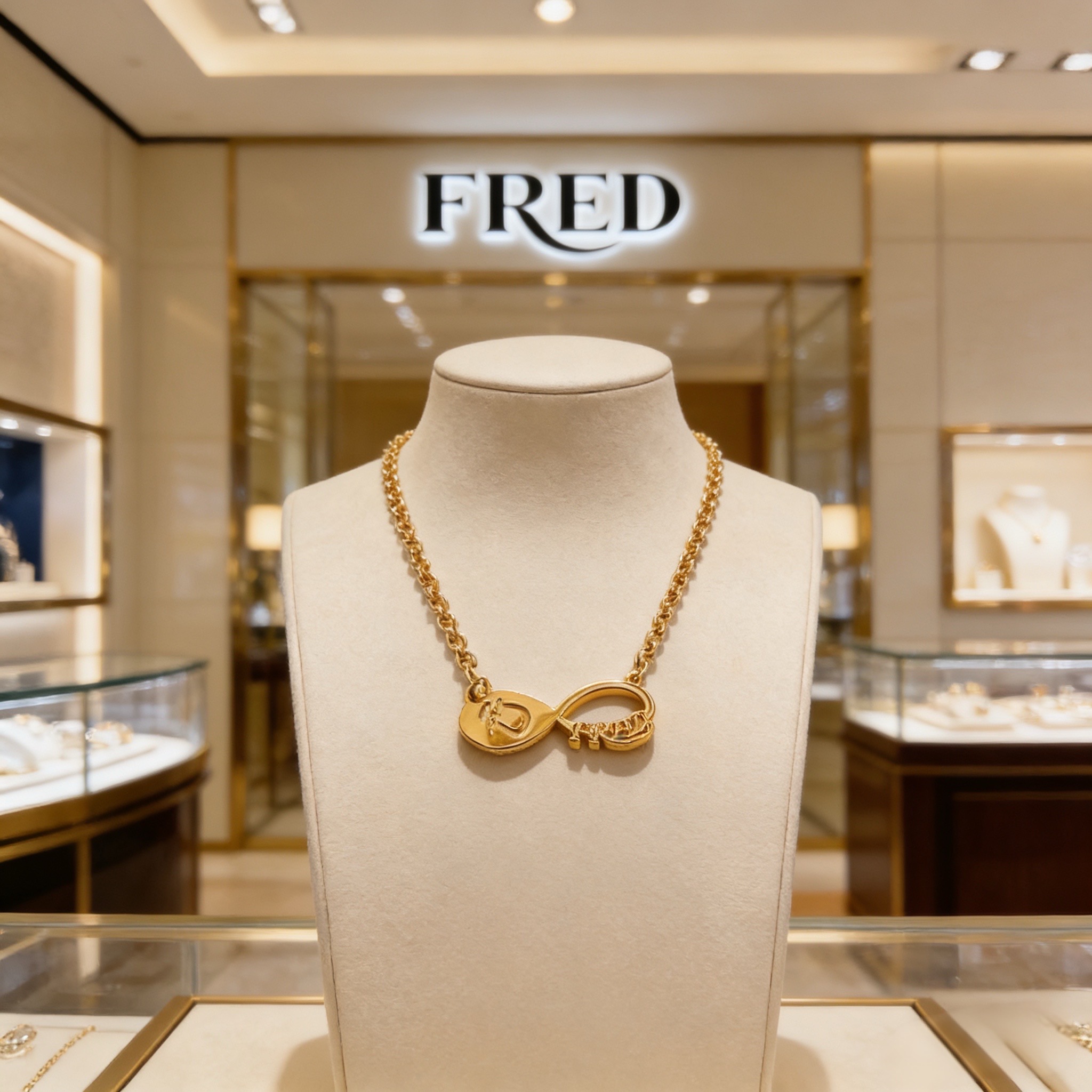 🎉 𝗙𝗥𝗘𝗗 费雷德8字扣项链，高端定制，专柜材质，加厚电镀工艺，带logo，非常有标志性，简洁大方，不