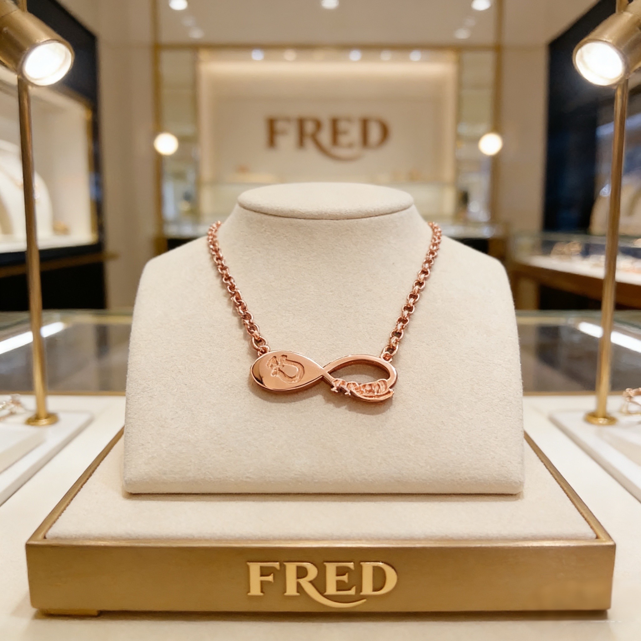 🎉 𝗙𝗥𝗘𝗗 费雷德8字扣项链，高端定制，专柜材质，加厚电镀工艺，带logo，非常有标志性，简洁大方，不