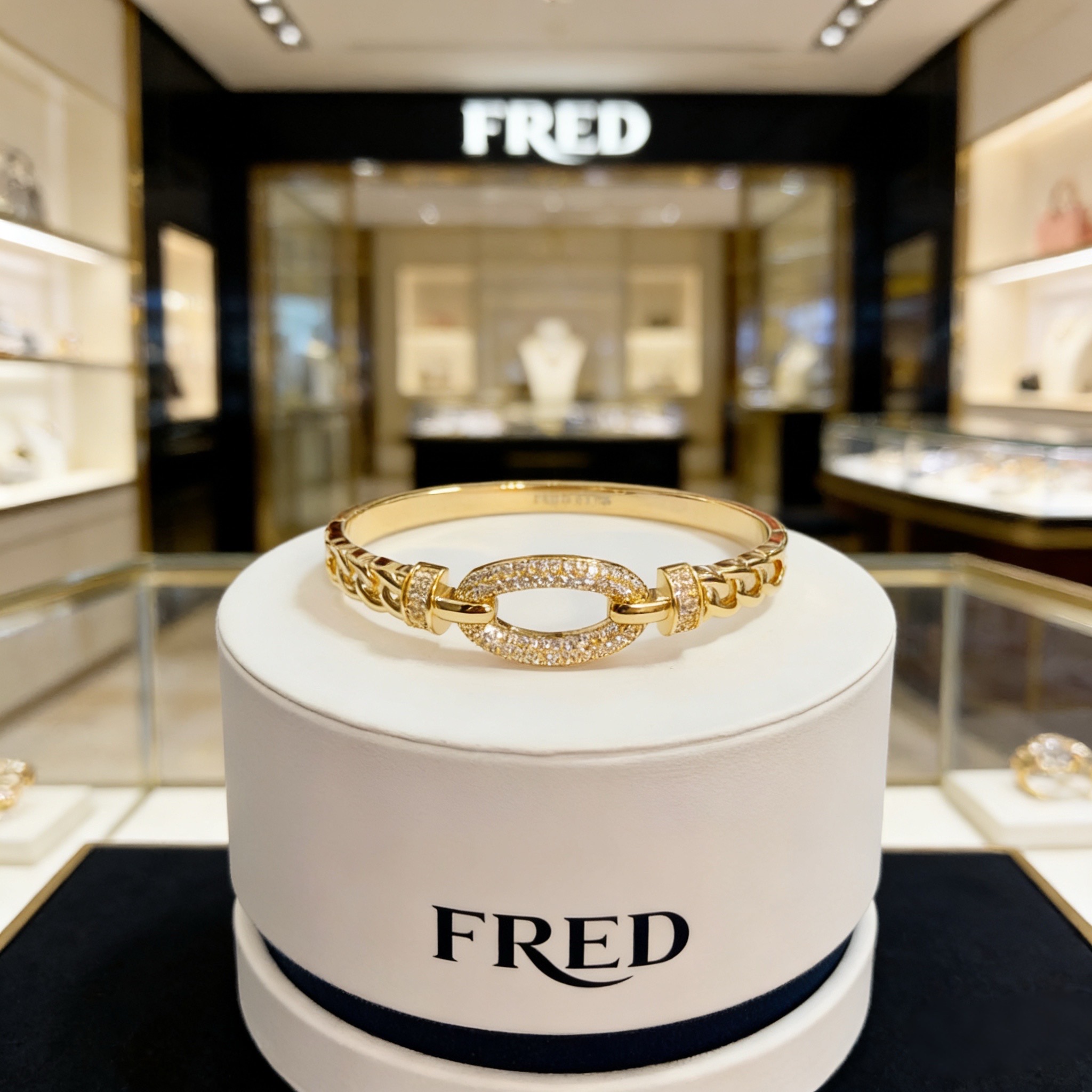 Fred 火爆 𝗙𝗥𝗘𝗗 费雷德满钻马蹄扣手镯 百搭 达人 一族备必‬单品 1：1对版定制