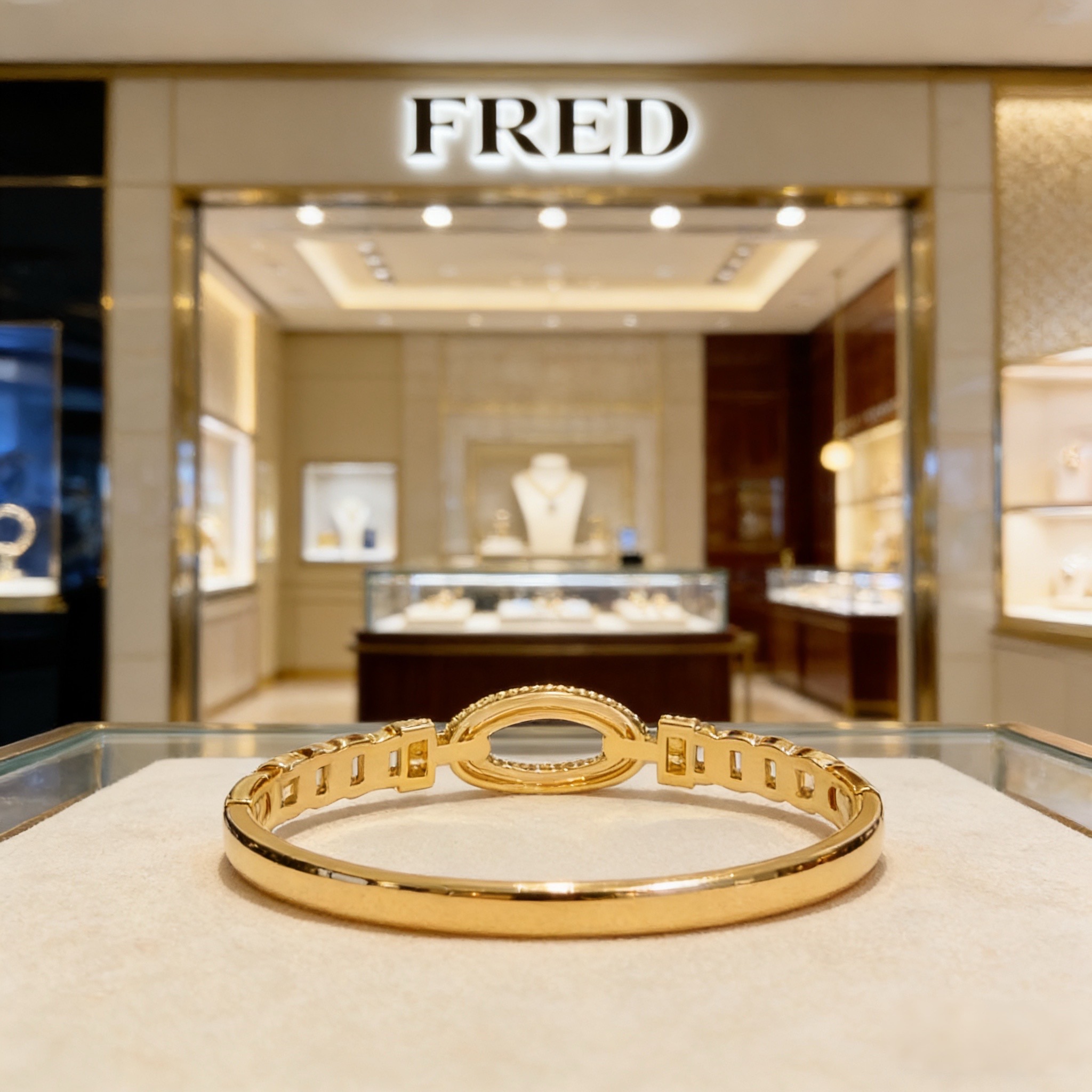 Fred 火爆 𝗙𝗥𝗘𝗗 费雷德满钻马蹄扣手镯 百搭 达人 一族备必‬单品 1：1对版定制