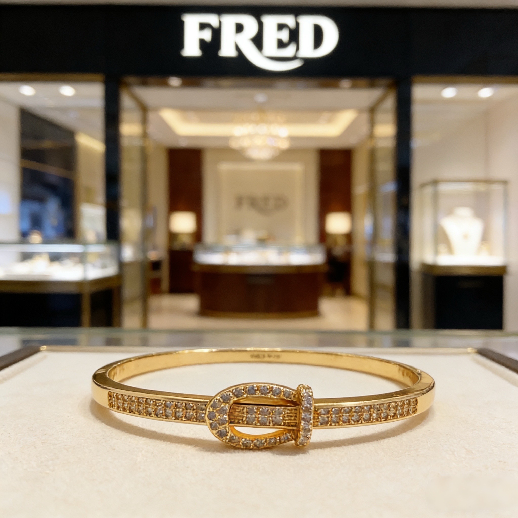 Fred 火爆 𝗙𝗥𝗘𝗗 费雷德满钻马蹄扣手镯 百搭 达人 一族备必‬单品 1：1对版定制